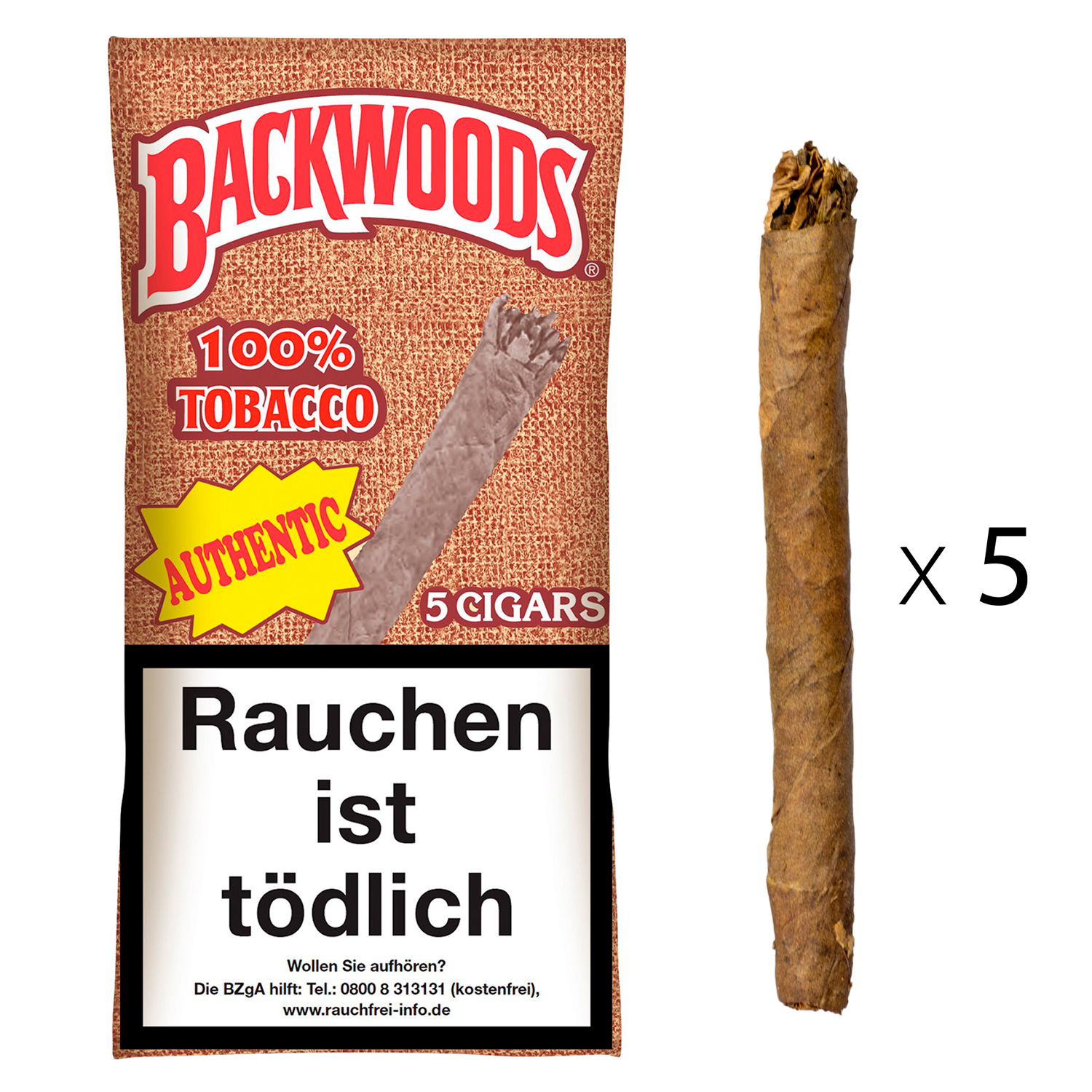 Backwoods Cigars Authentic 5er Pouch ( EVK 4,30 € ) VE 8
