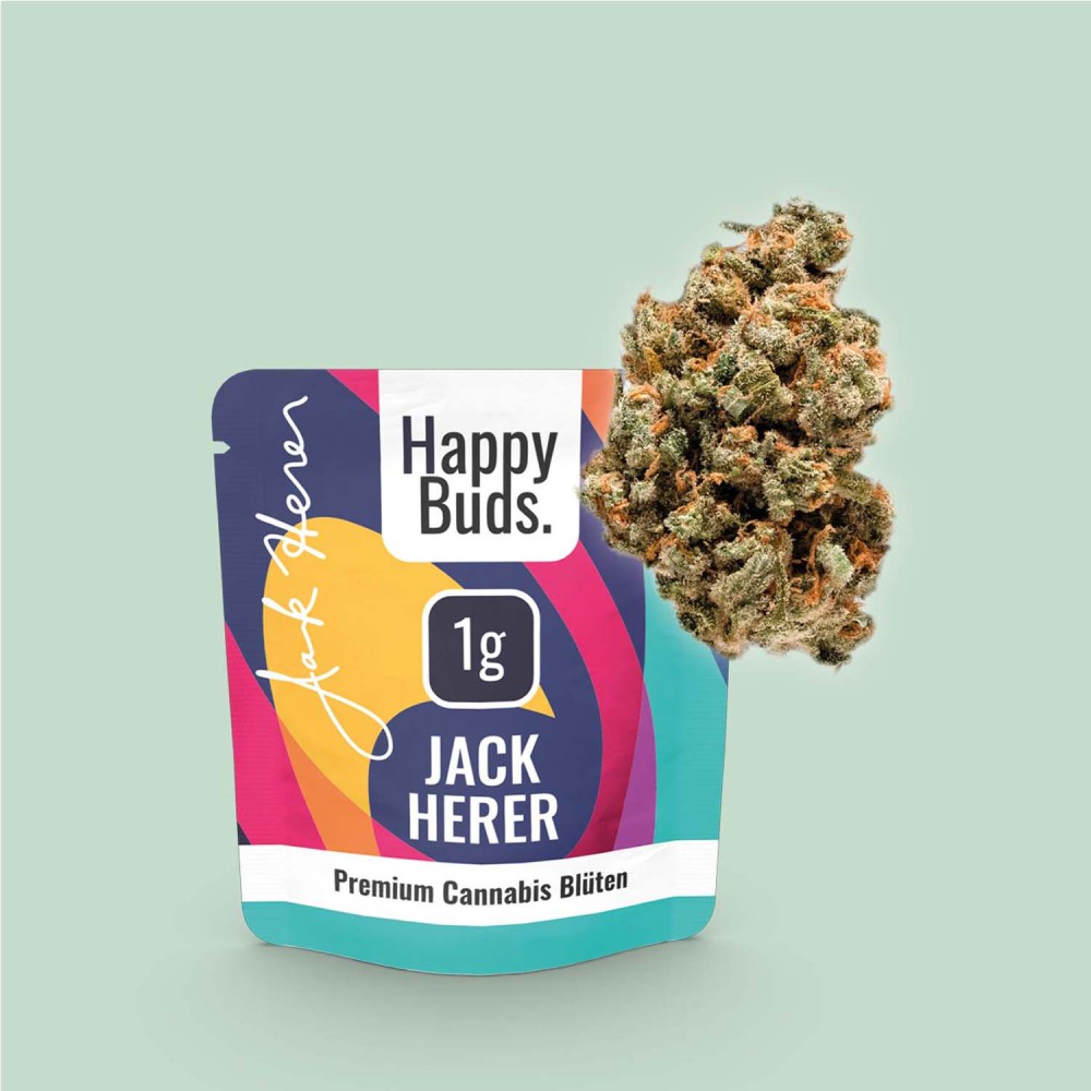 Happy Buds Premium Cannabis Blüten Jack Herer mit 0,1% THC, 1g