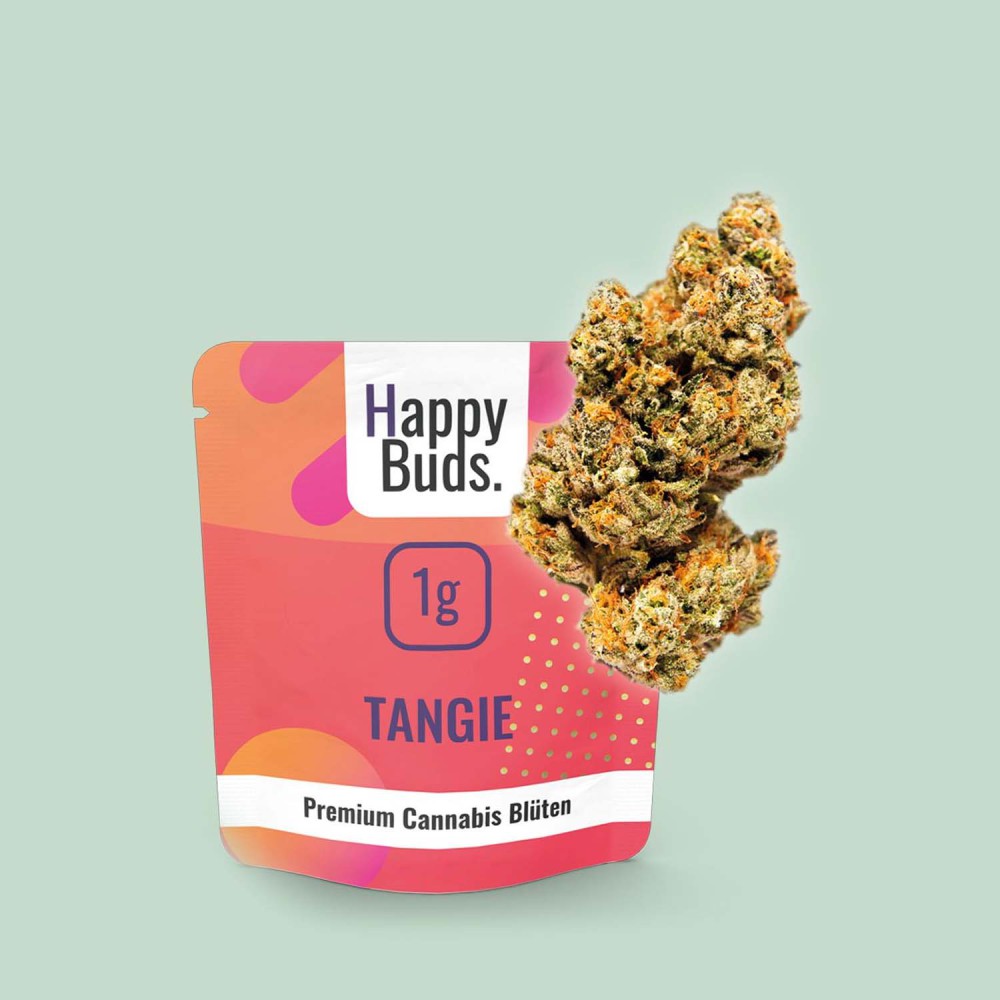 Happy Buds Premium Cannabis Blüten Tangie mit 0,1% THC, 1g