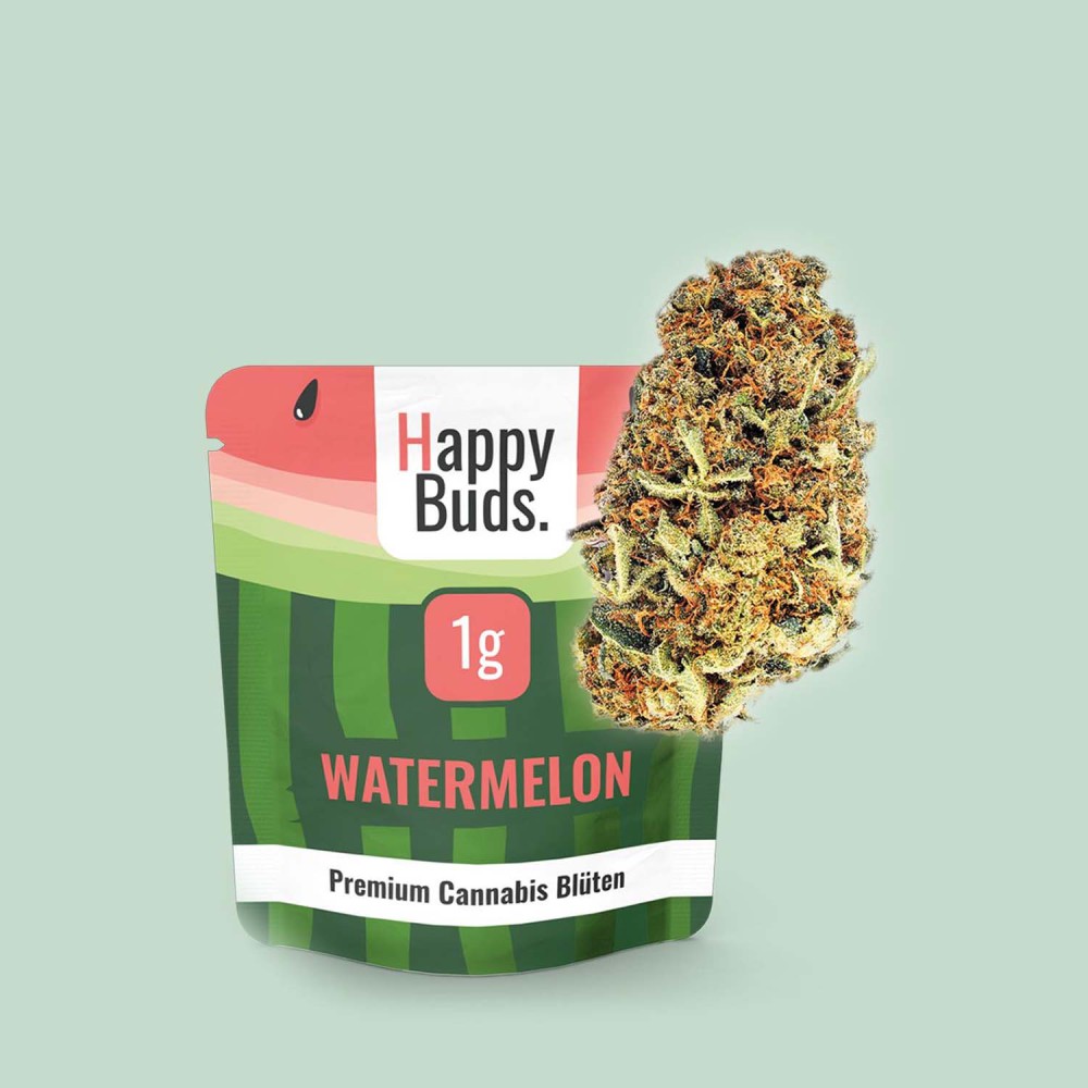Happy Buds Premium Cannabis Blüten Watermelon mit 0,1% THC, 1g