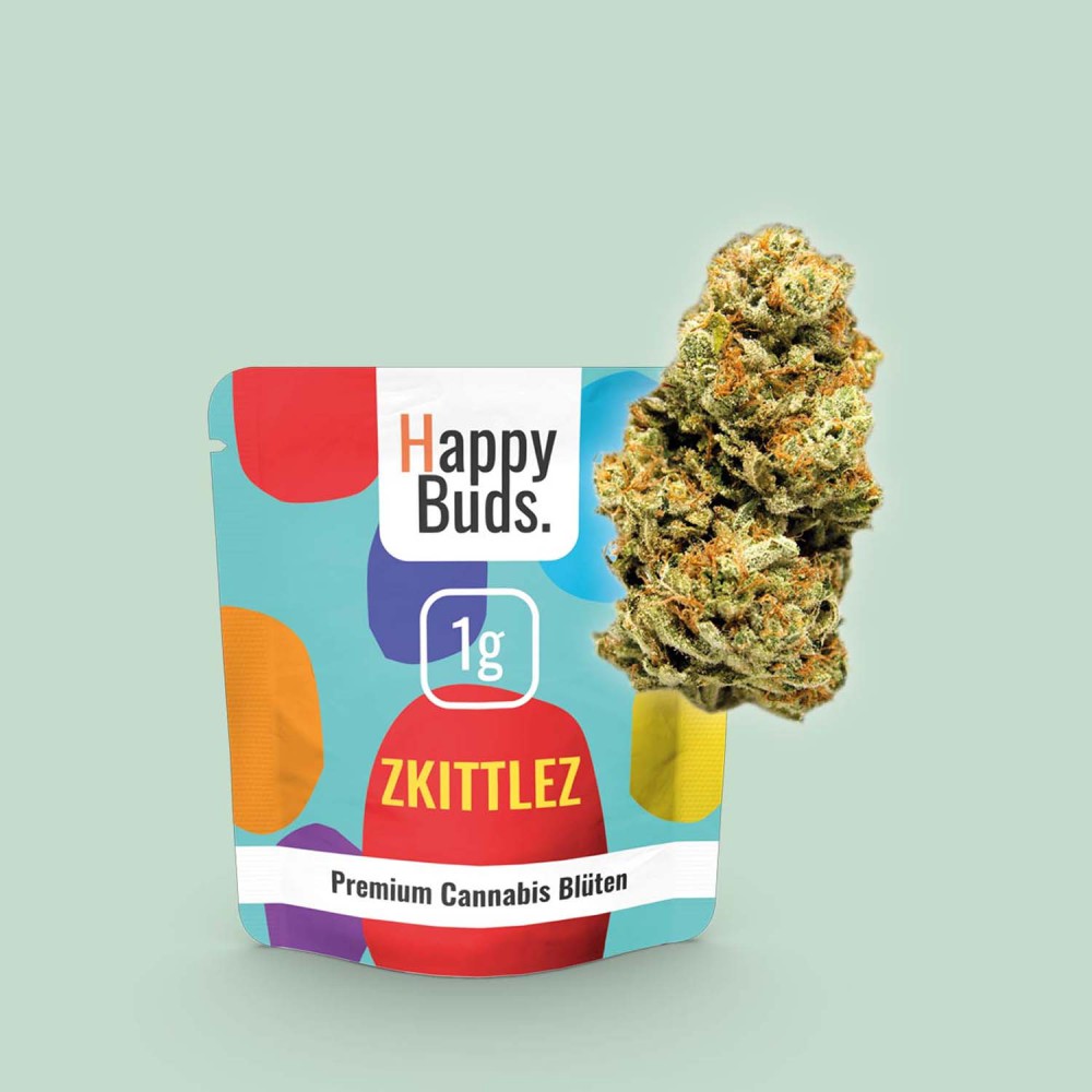 Happy Buds Premium Cannabis Blüten Zkittlez mit 0,1% THC, 1g