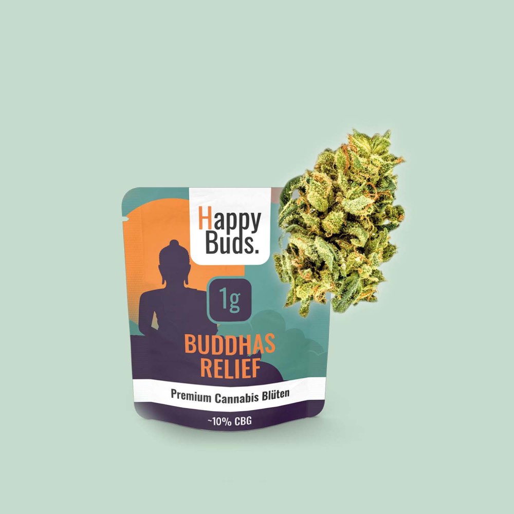 Happy Buds Premium Cannabis Blüten Buddhas Relief mit 10% CBG, 1g