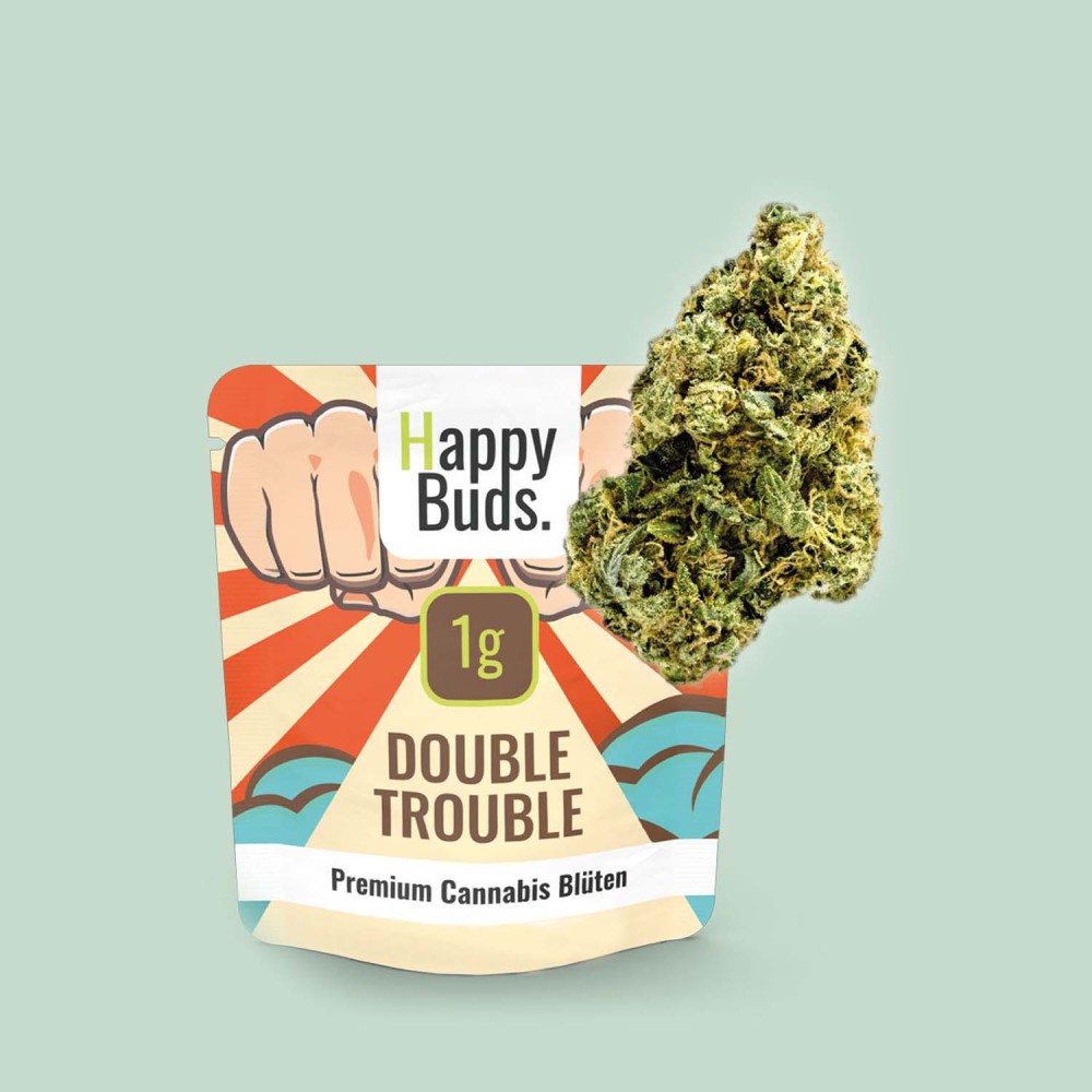 Happy Buds Premium Cannabis Blüten Double Trouble mit 0,1% THC, 1g