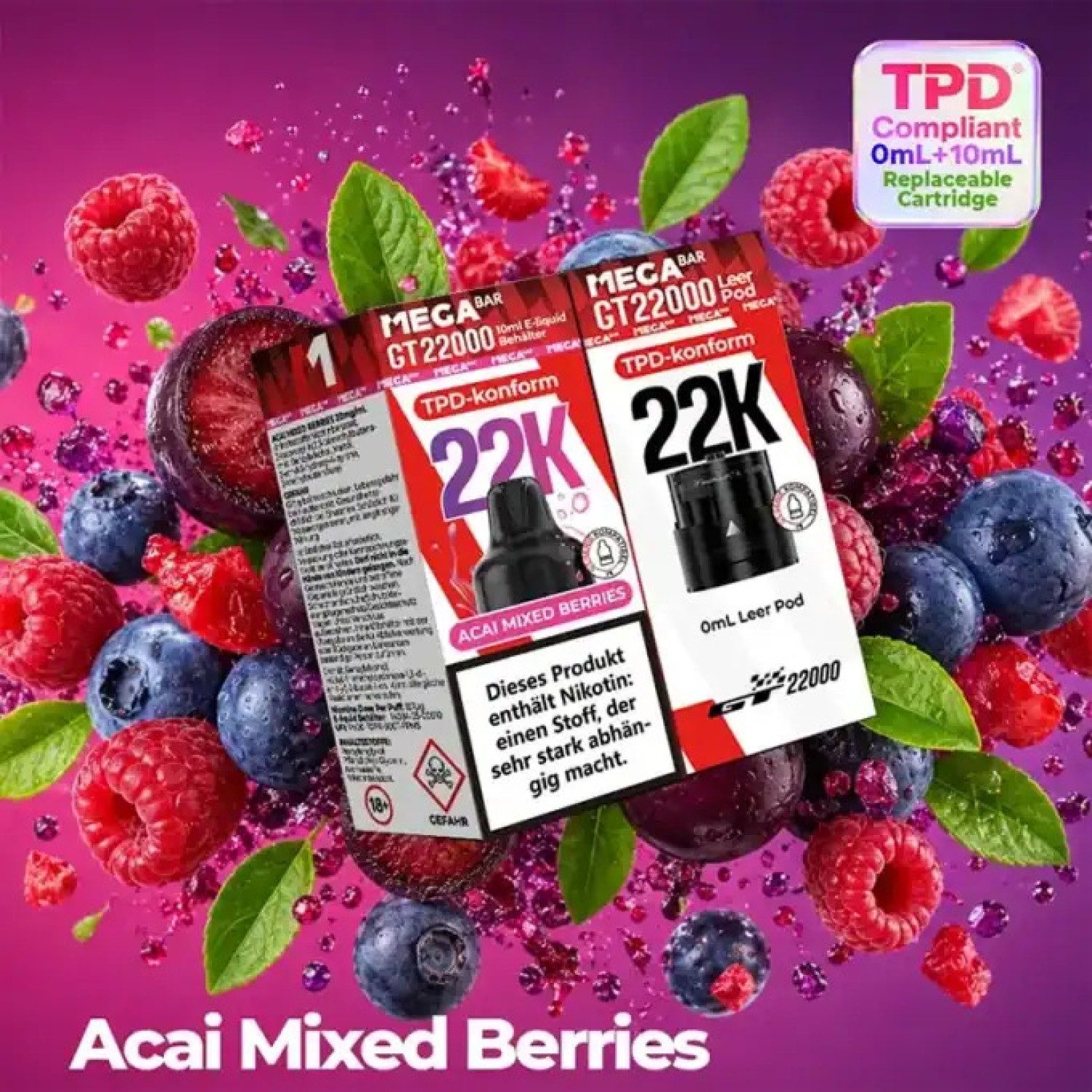 MegaBar GT 22000 Pod 10ml - Acai Mixed Berries