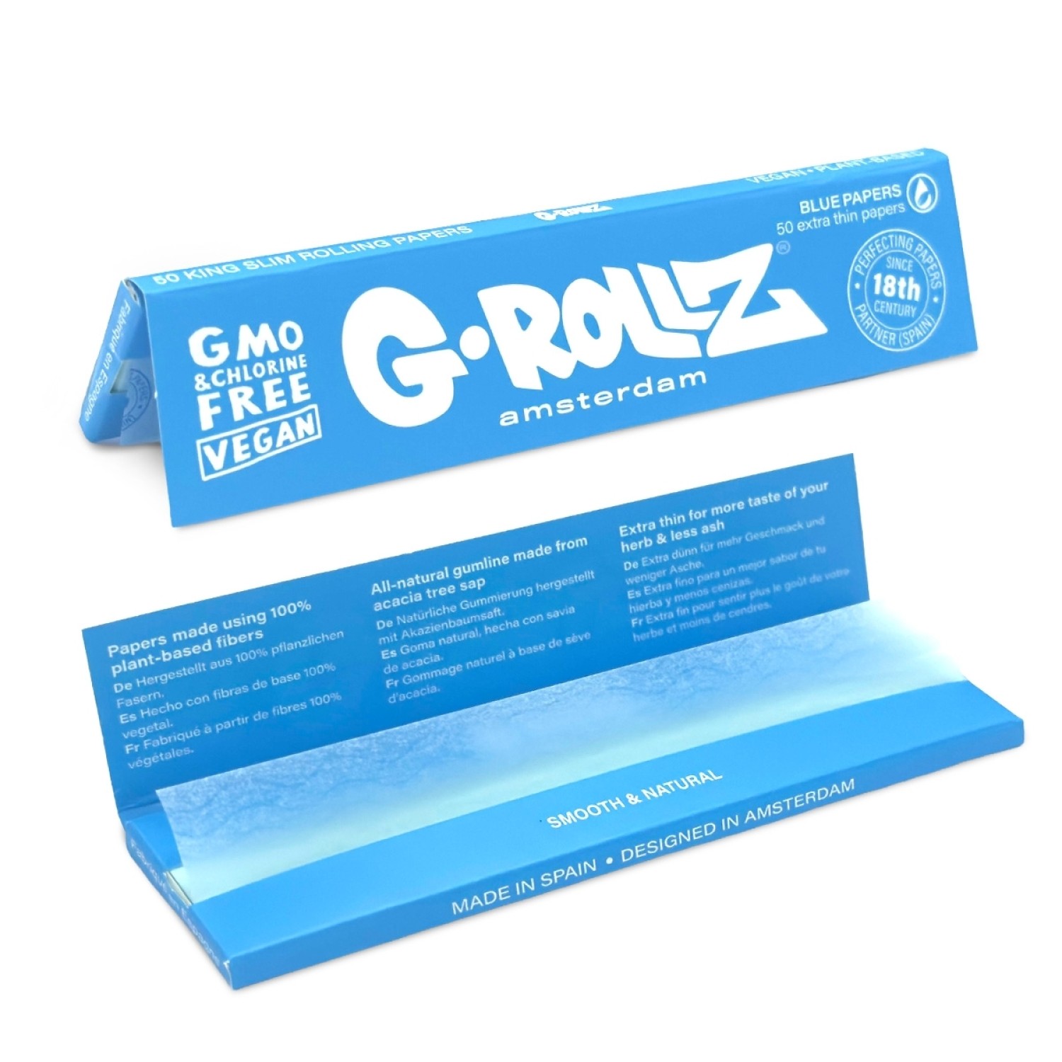 G-ROLLZ, KS Slim Paper Lightly Dyed Blue, 50er in Blue Box