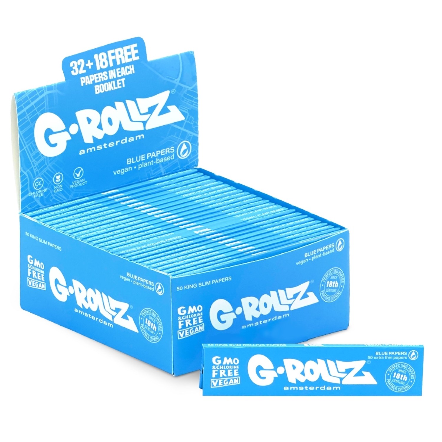 G-ROLLZ, KS Slim Paper Lightly Dyed Blue, 50er in Blue Box