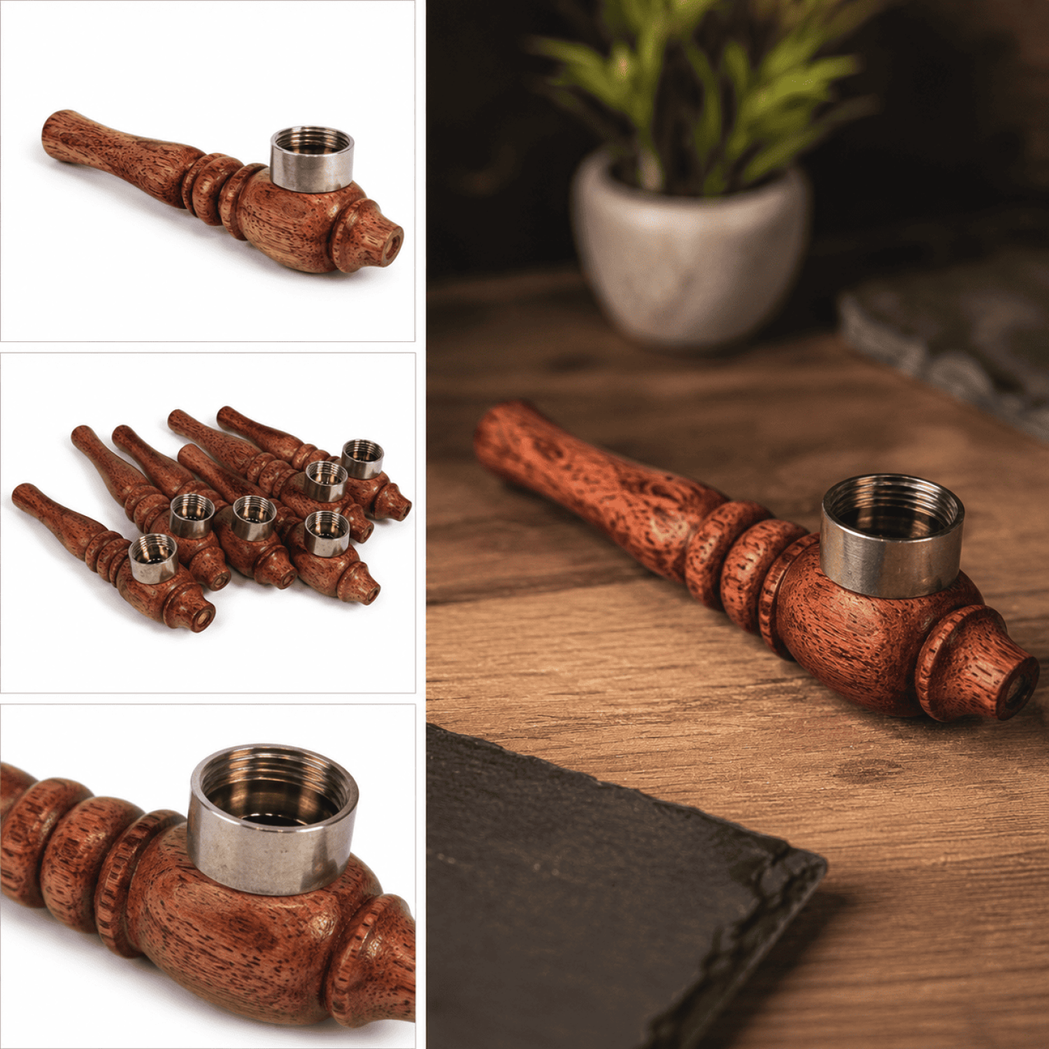 Holz Pf Braun 3 Ringe mit Metal Kopf ca.11cm