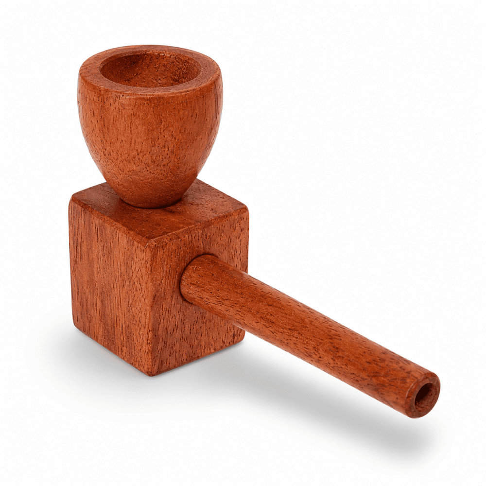 Holz Pfeife Braun mit 4 Eckige Fuß und Holz Kopf ca. 11cm