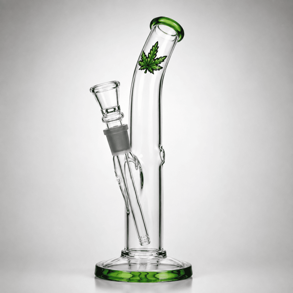 Glasbong Zylinder Leaf | H: 25cm Ø: 28mm, Schliff: 14.5mm