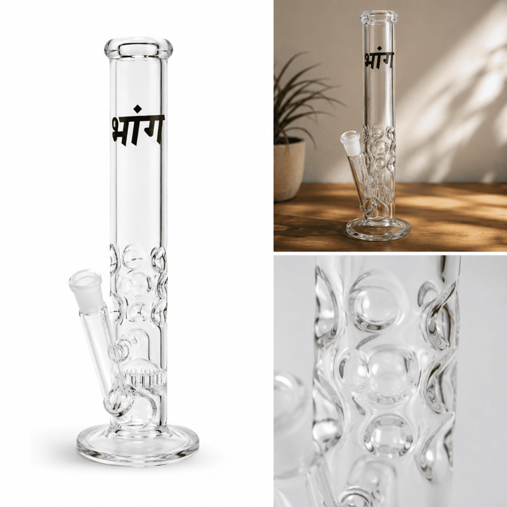 Glasbong Zylinder Bhang mit Honeycomb und Eis| H: 32 cm, Schliff: 18,8mm