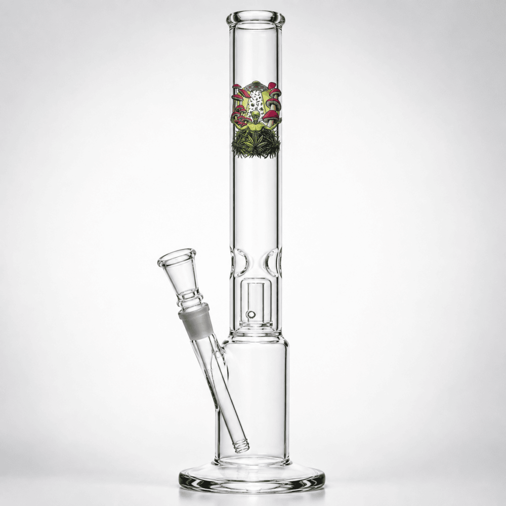 Glasbong Zylinder mit Eis und Perkolator | Höhe: 40 cm, Ø: 50/40 mm, Schliff: 18,8mm