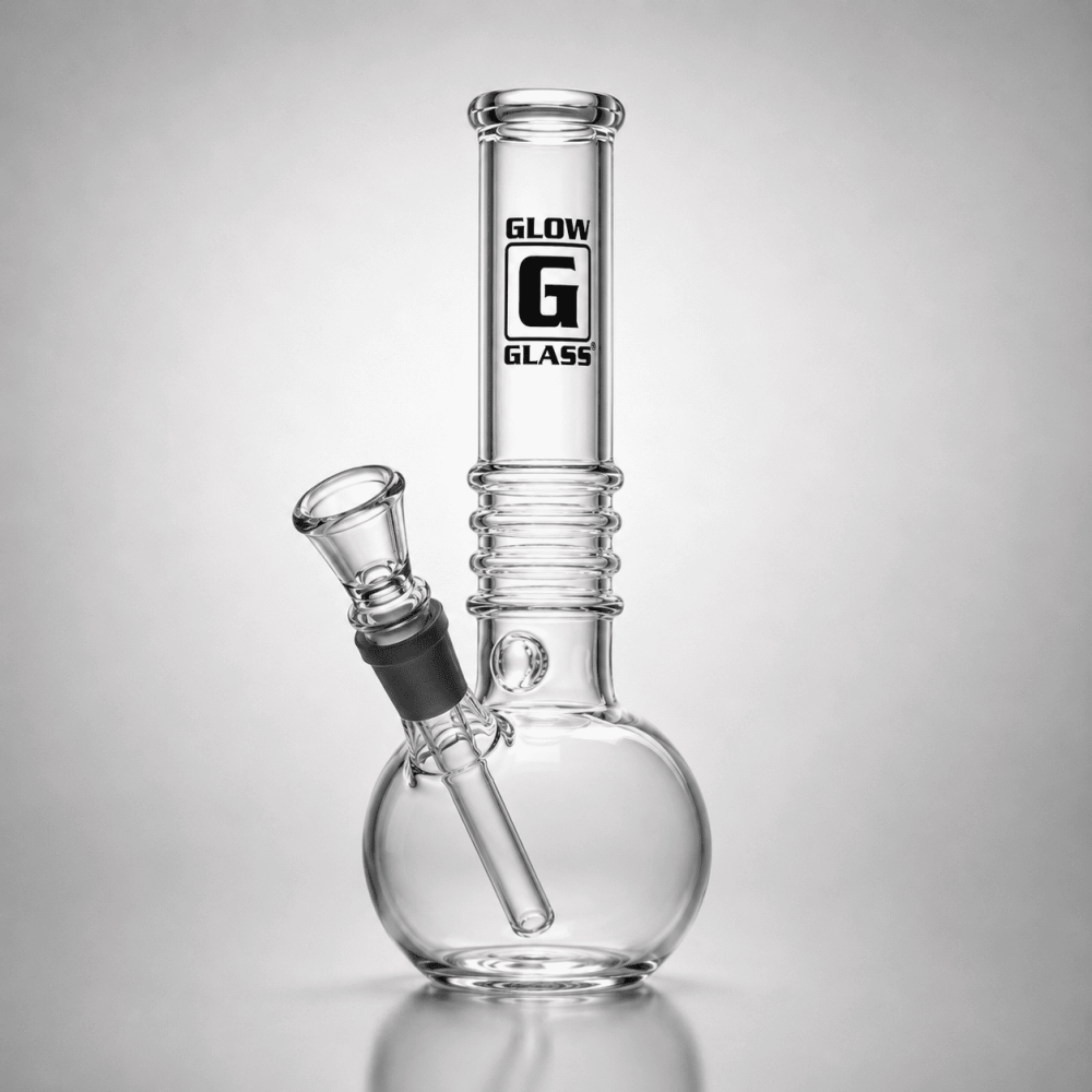 Glow Glassbong mit 4 Ringe und Eis | H: 22.5cm Schliff: 18.8mm Ø: 35/90mm 