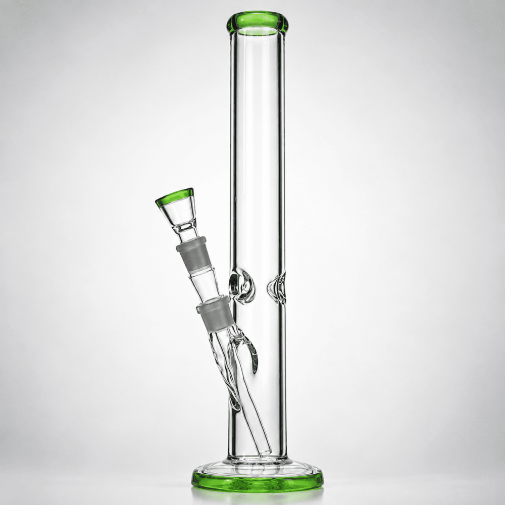 Glasbong mit Eis und Steck Chillum | Glasstärke: 7 mm | Höhe: 42 cm, Schliff: 18,8 mm