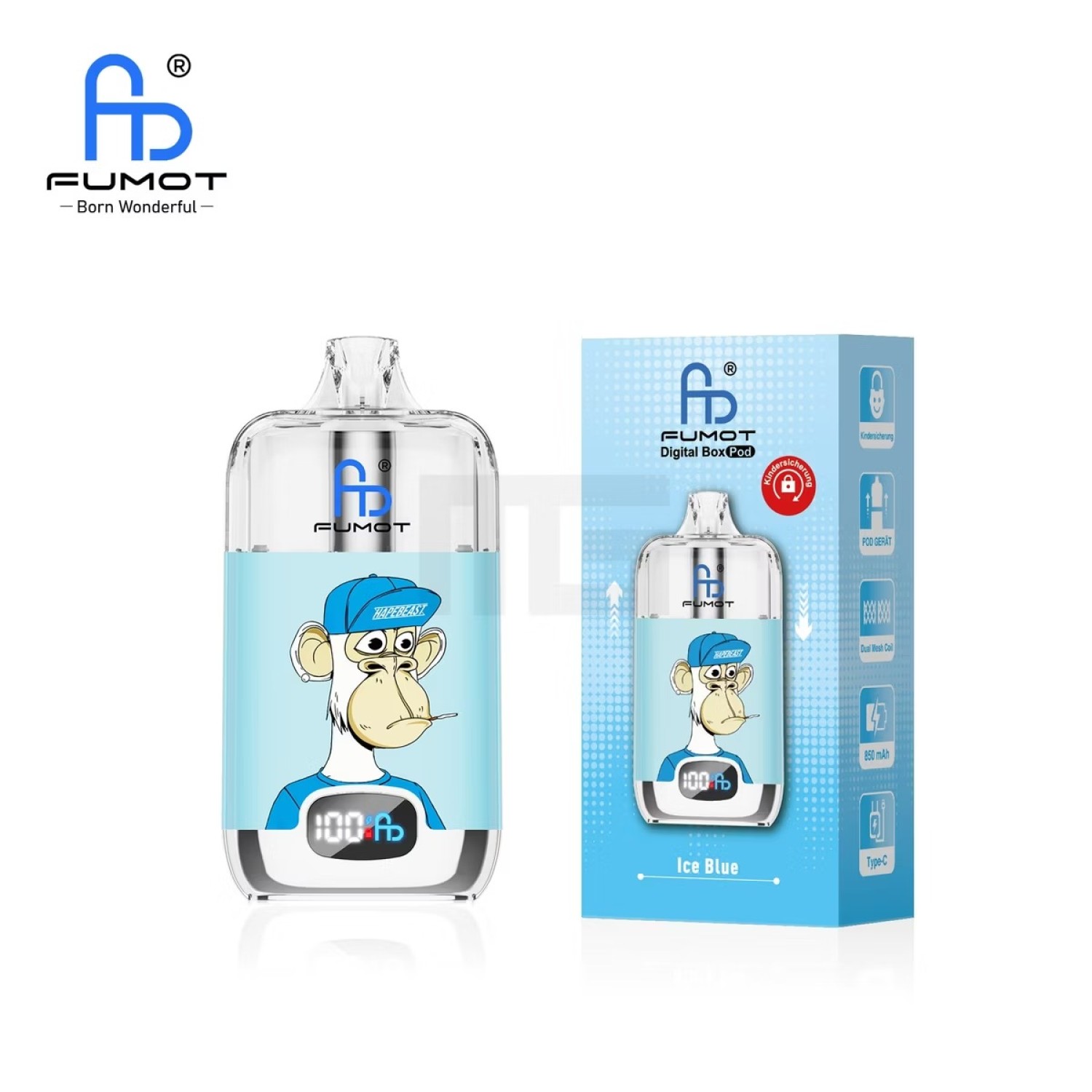 Fumot Digital Box Pod Mesh Coil „Ice Blue“ – 850-mAh-Akku