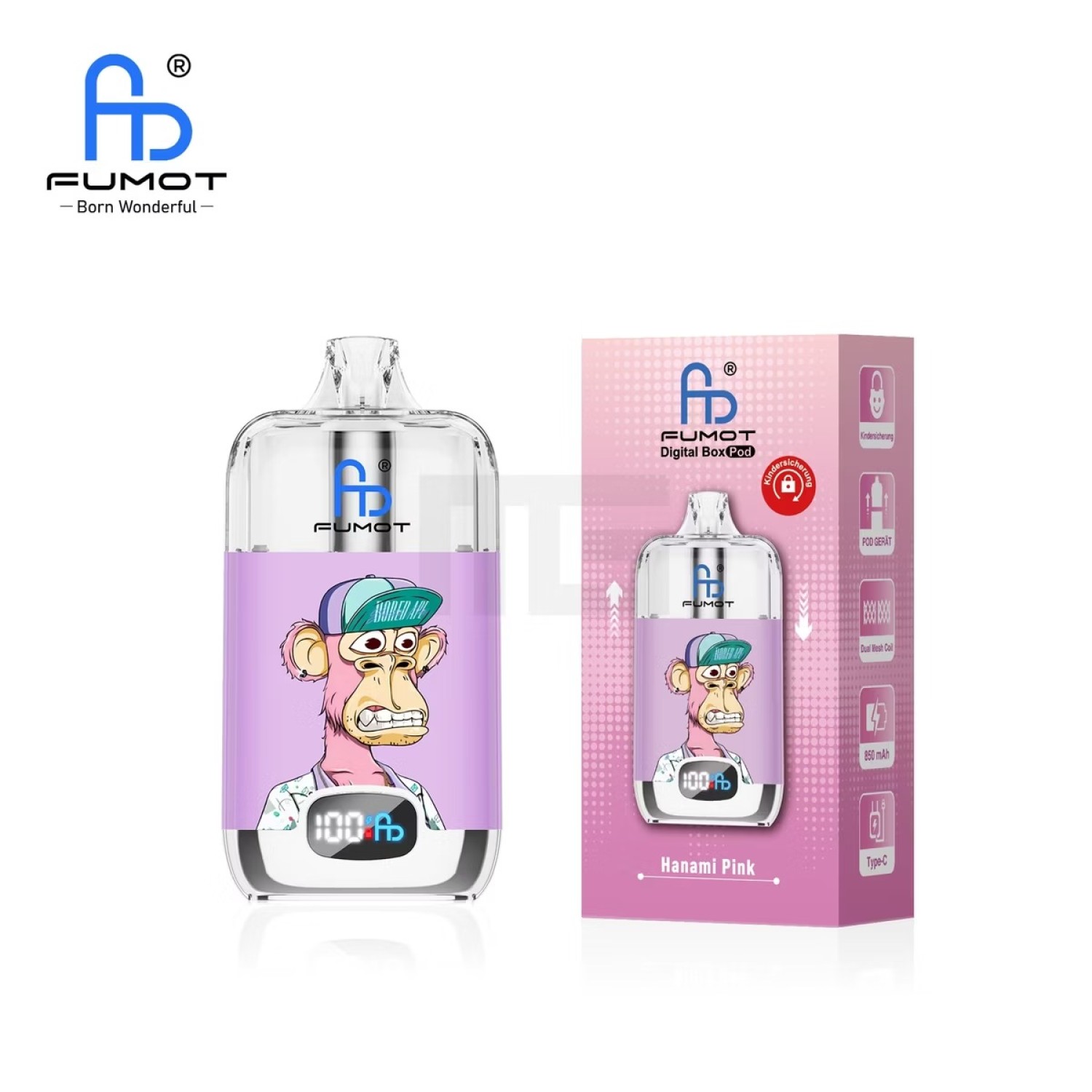 Fumot Digital Box Pod Mesh Coil „Hanami Pink“ – 850-mAh-Akku