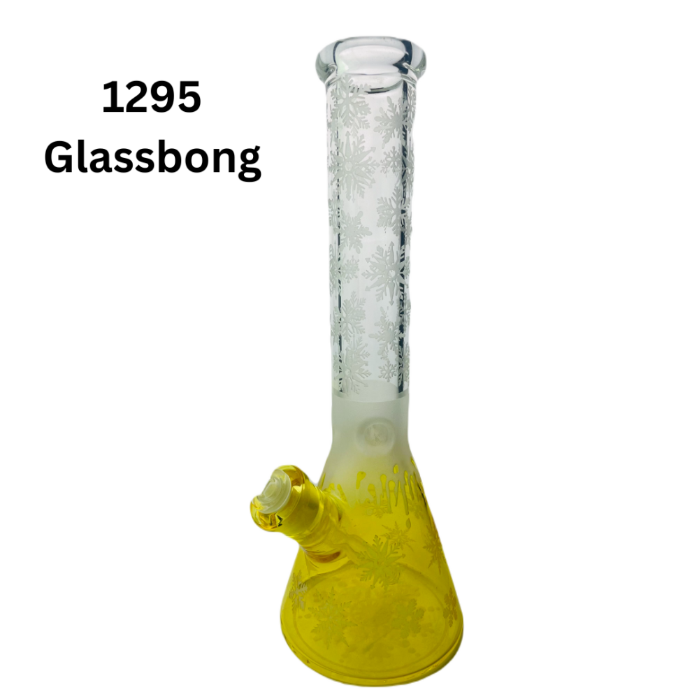 Glass Biker Bong 35cm.18,8 . 7MM Yellow mit schnee