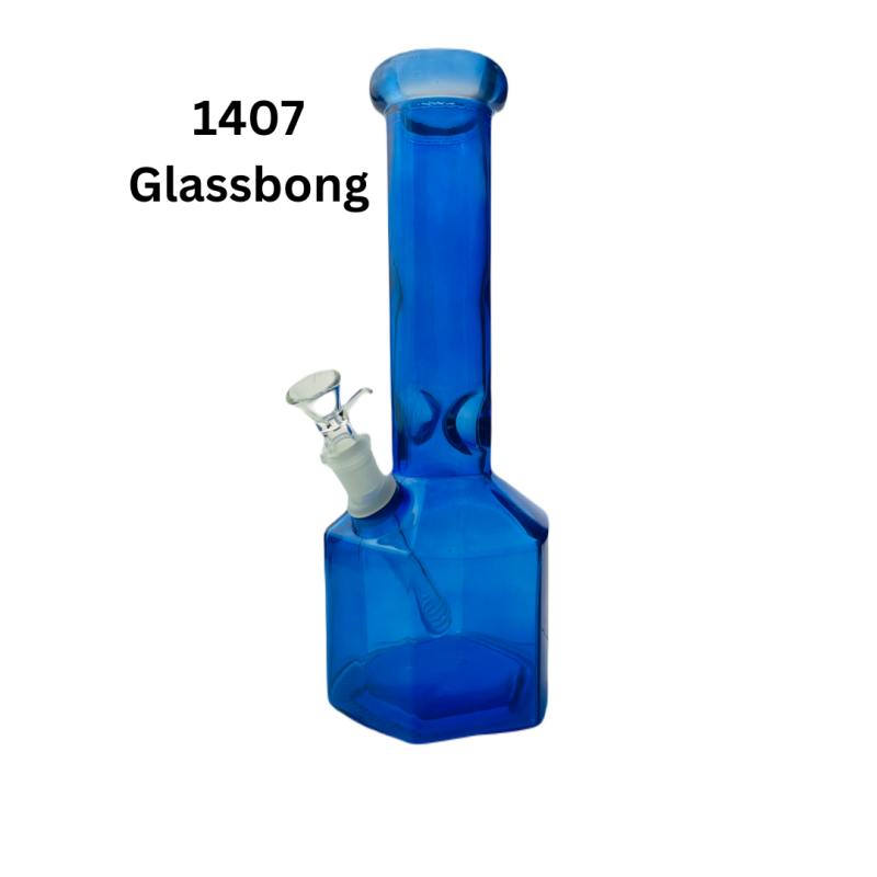 Glas Bong mit bauch  Light Blue 30cm.  14,5mm.