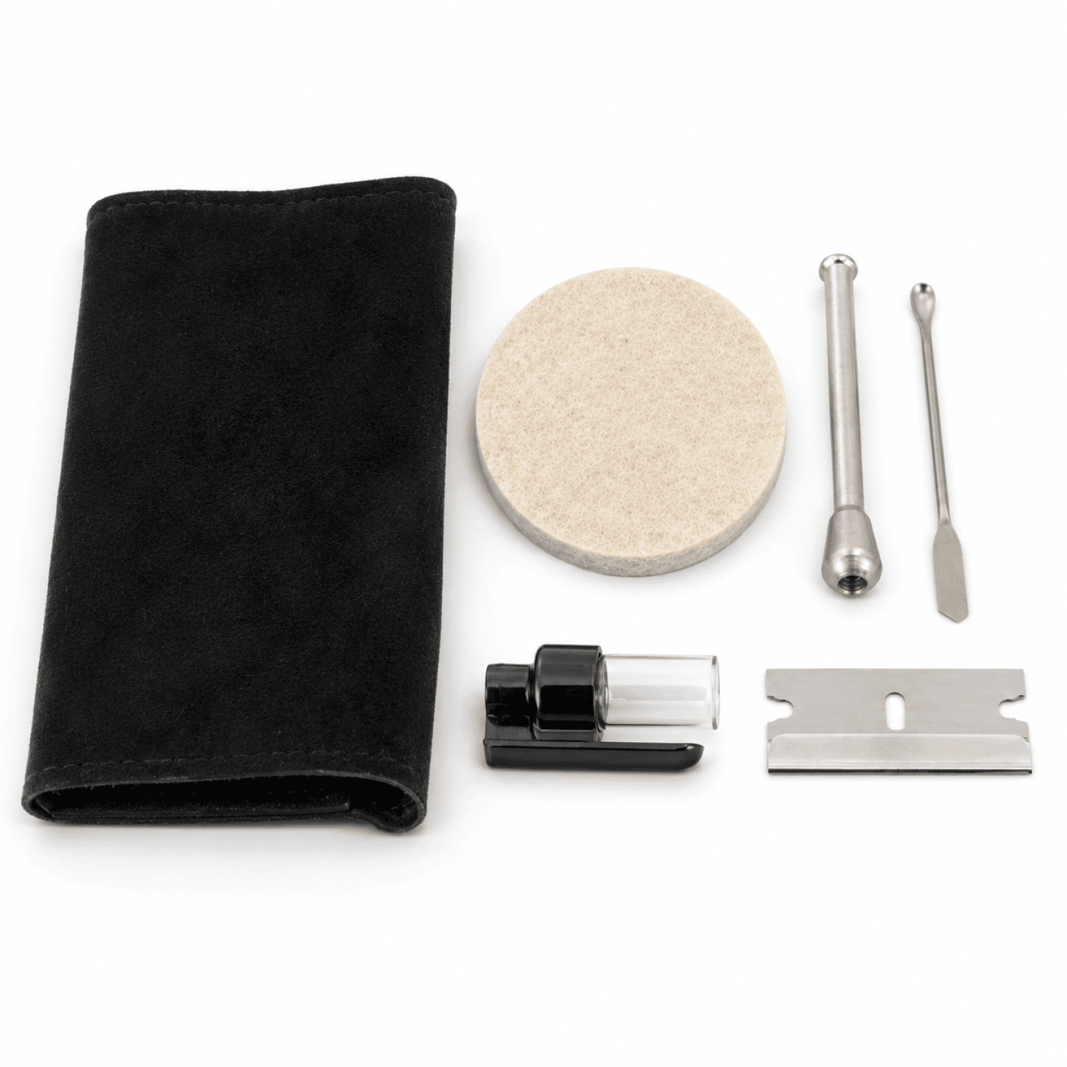 Kit im Lederetui Röhrchen, steinbrett+Löffel +flächen