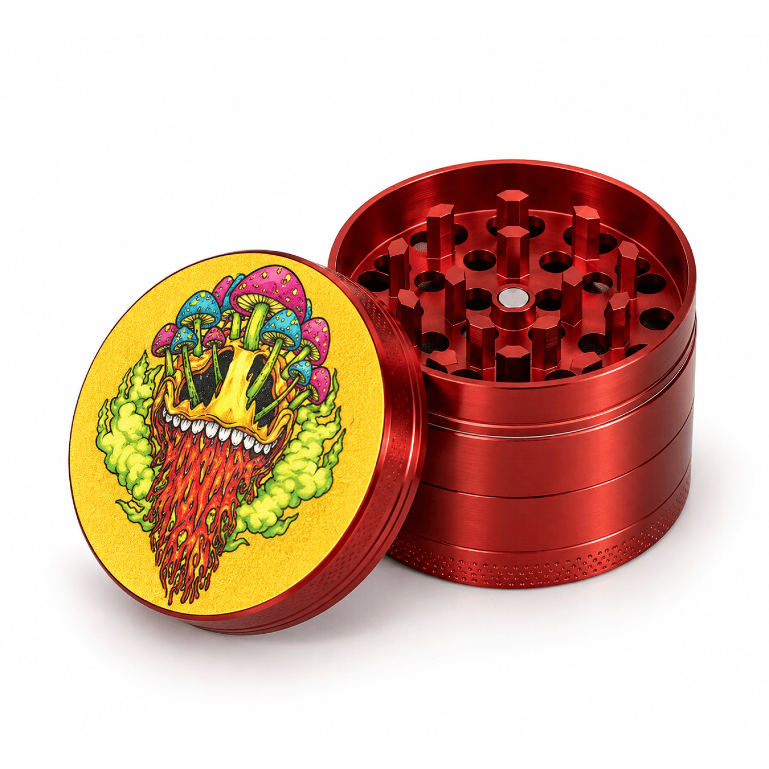 Metal Grinder Vers. Farbe mit Pilzen 50mm ve-12