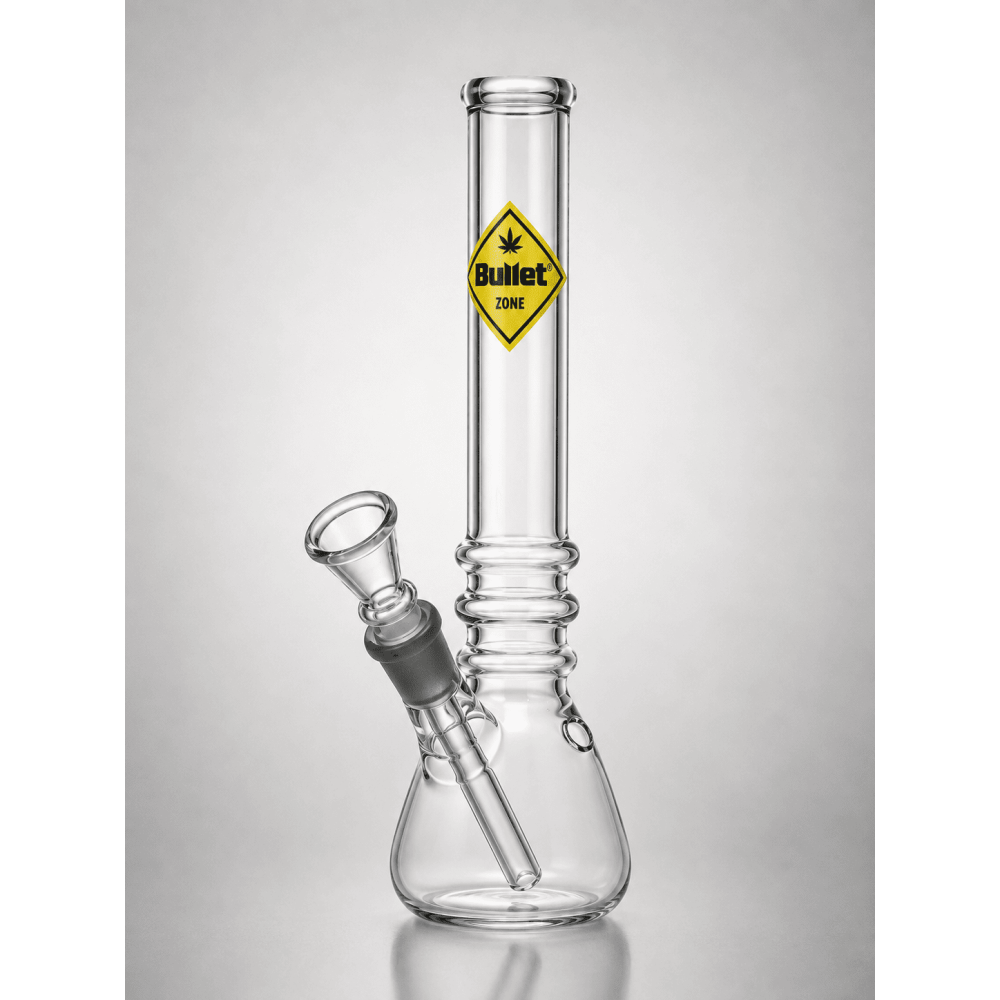 Bullet Zone Glasbong mit 3 Ringe | Höhe: 21 cm, Ø: 22 mm, Schliff: 14,5 mm