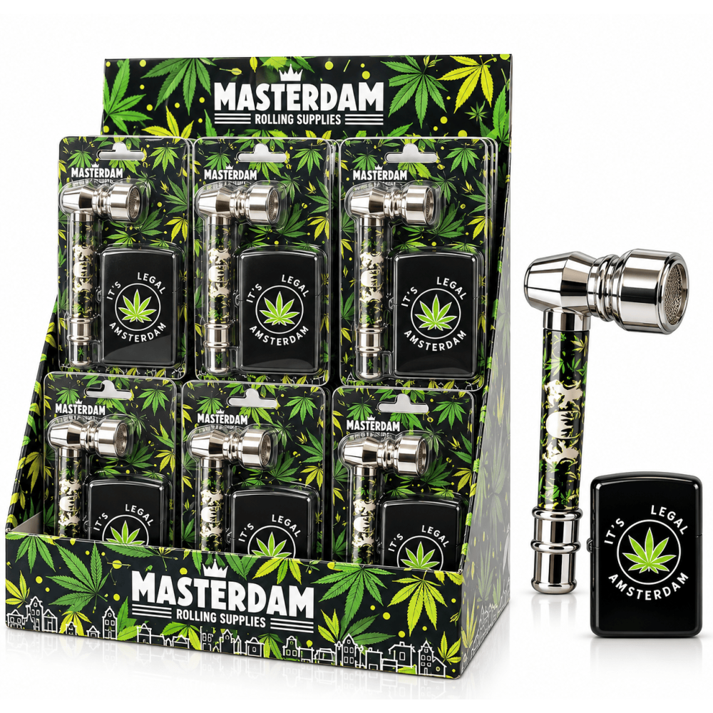 Smoking Metal Pipe Kit mit Lighter Amsterdam