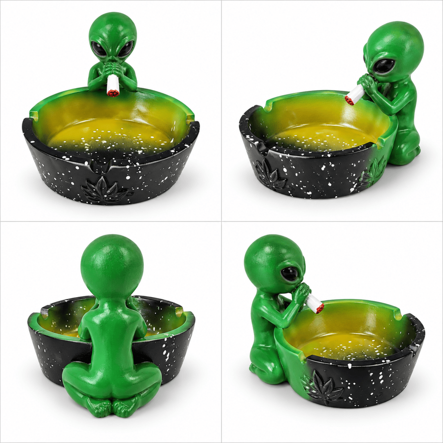 Aschenbecher Grün Alien mit  Joint  Ø ca.13x11cm