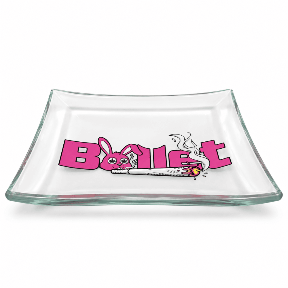 Glas Rolling Tray " BULLET & Joint "ca.11x11cm