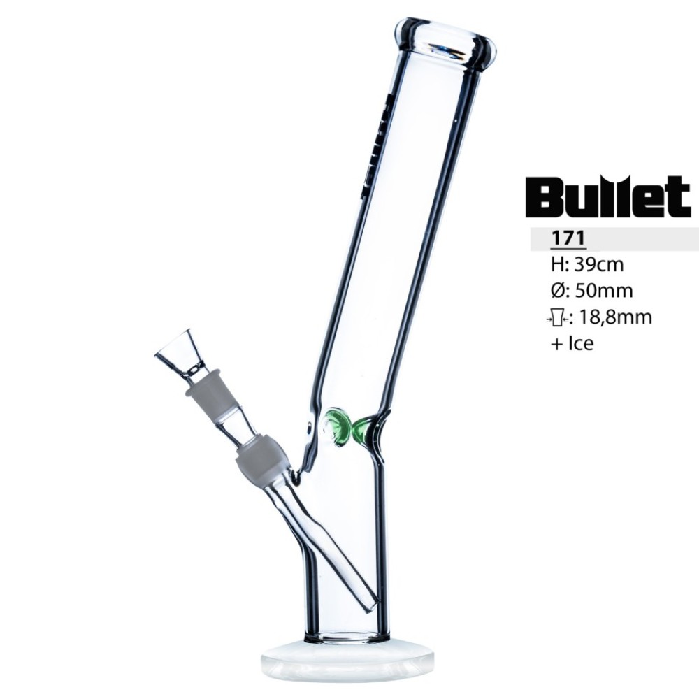 Glasbong | Gebogener Zylinder | H: 39cm Ø: 50mm Schliff : 18,8mm