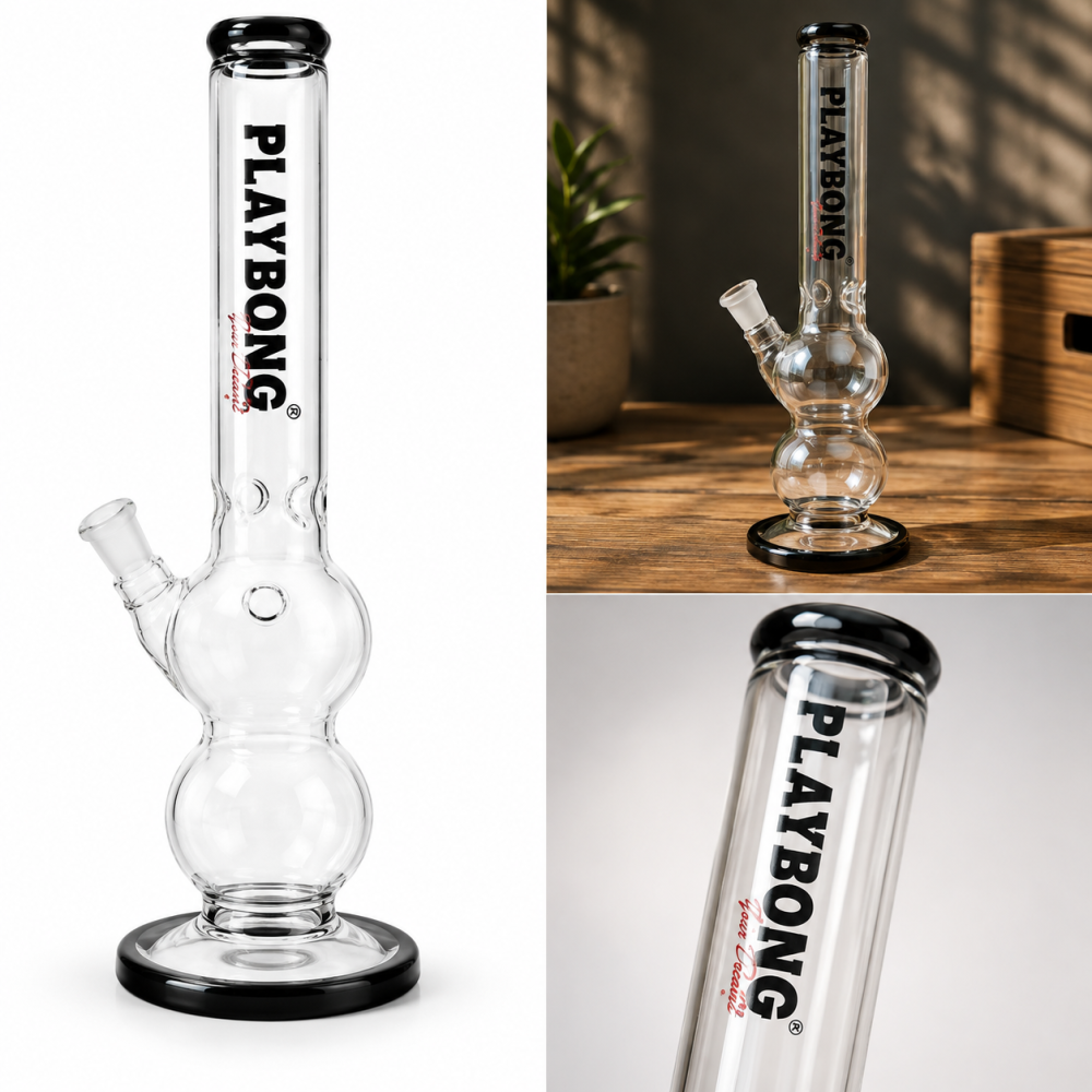 Playbong | Glas Zylinder mit 2 Kugeln + Eis | H: 39cm Ø: 50mm Schliff: 18,8mm