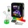Mini Bong Set ,(Bong Farbig  14cm.+Kawum+Grinder+Siebe) in Metal Box