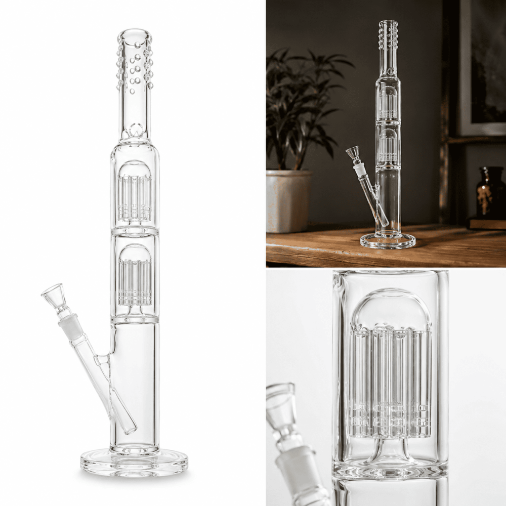 Glasbong mit 3x10 Arm Perkolator und Eis | H: 58cm Ø: 29/19mm