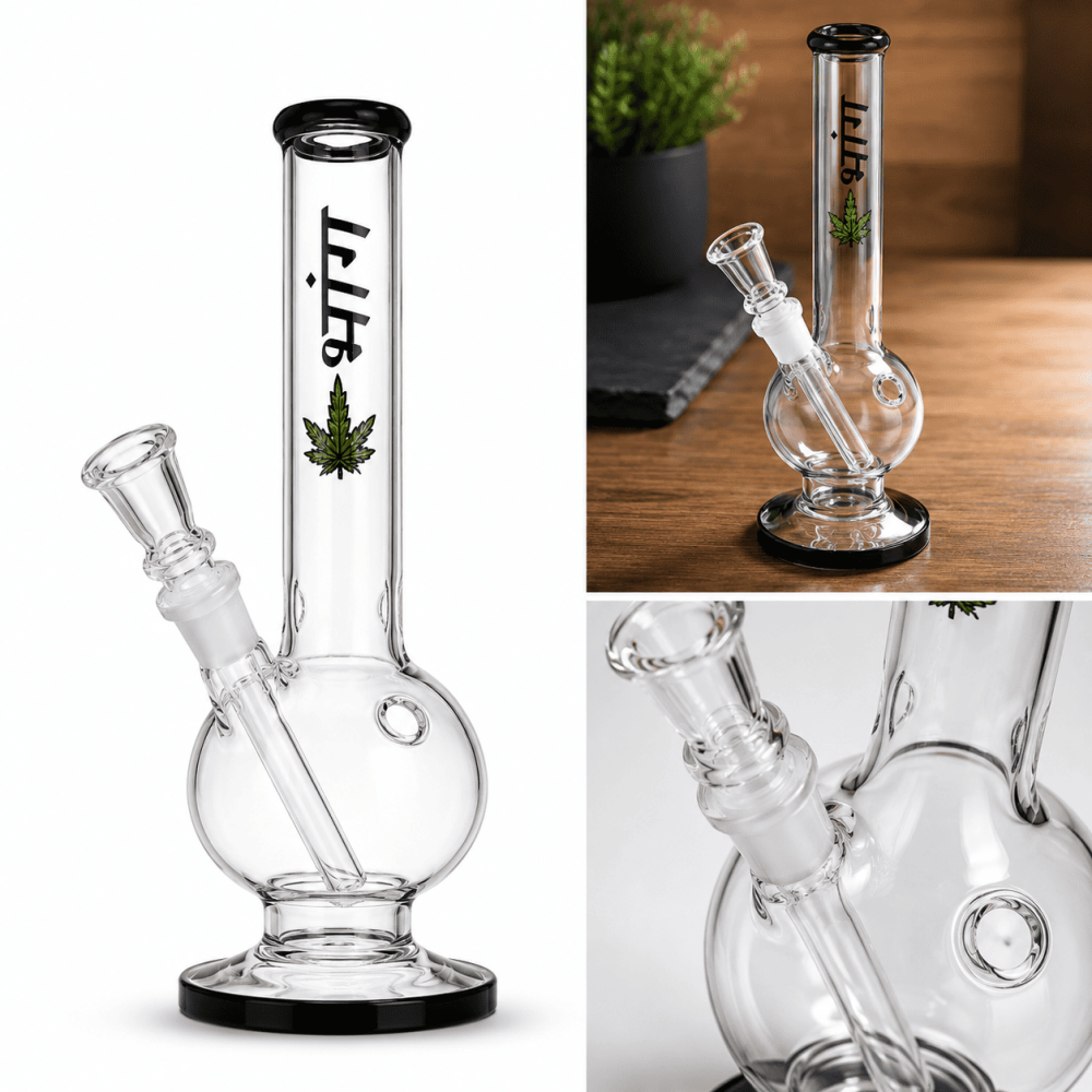Glasbong mit Eis | Bhang+Leaf |  H:30cm, Ø:40mm, Schliff: 18,8mm