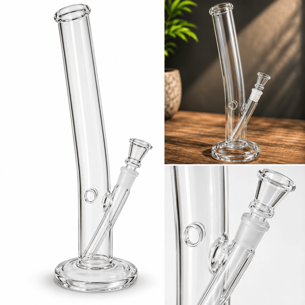 Glasbong Zylinder Gebogen | H: 26cm Ø: 32mm Schliff: 14,5mm