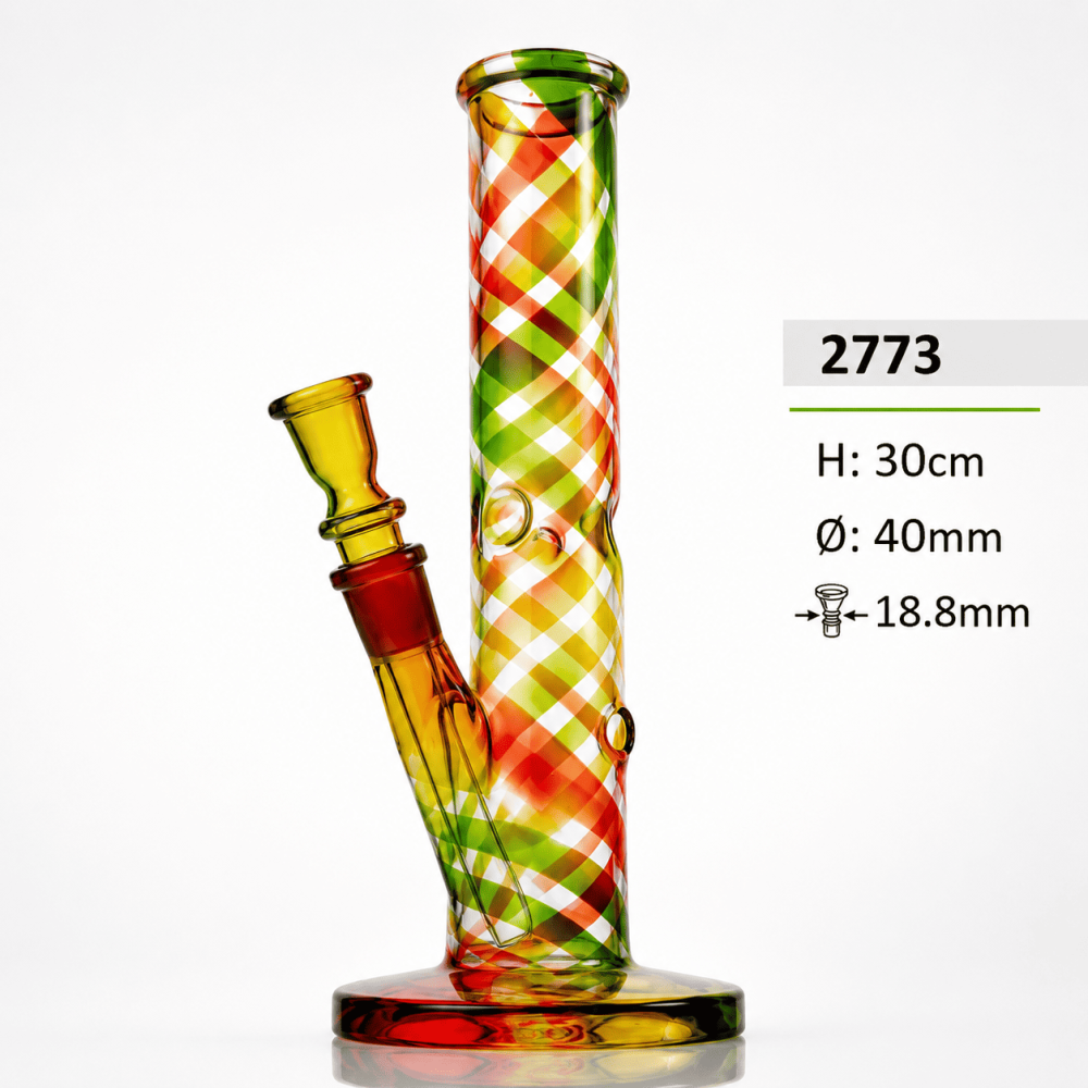 Glasbong mit Eis | H: 30cm, Ø: 40mm, Schliff: 18,8mm