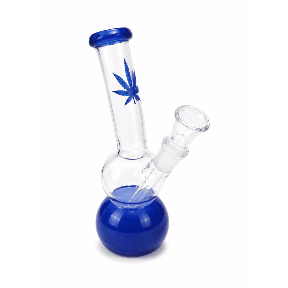 Glas Bong kl. 20cm. 28mm.14,5mm. blau Blatt