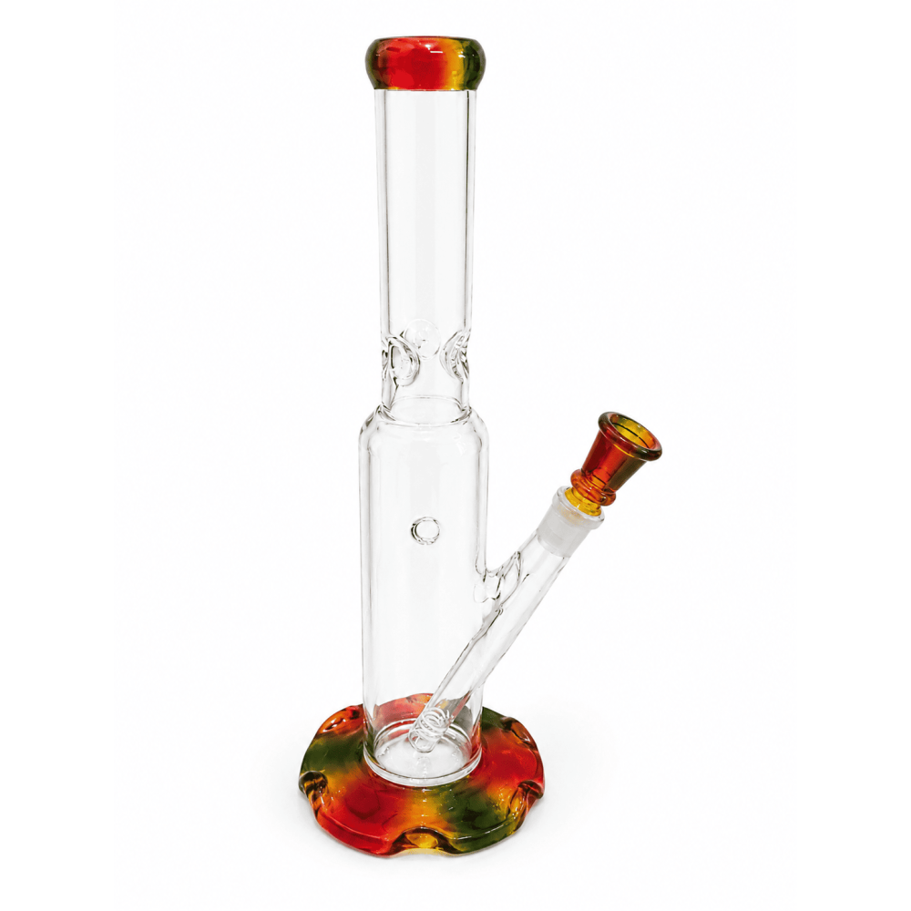 Gl.Bong 35cm. dia-55/34mm.+eis  blumen base farbig