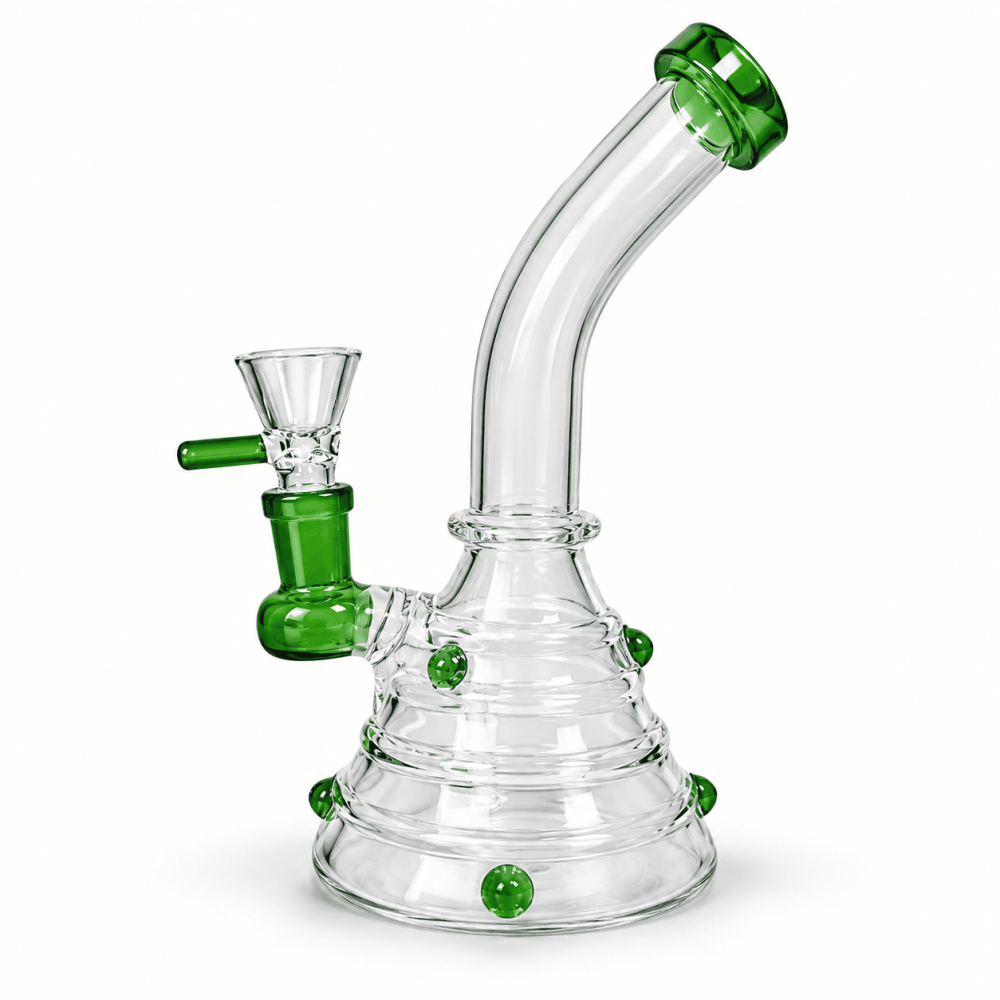 Glas Bong 20cm.Mit Grüne punkten 14,5mm Glaskopf mit Defuser