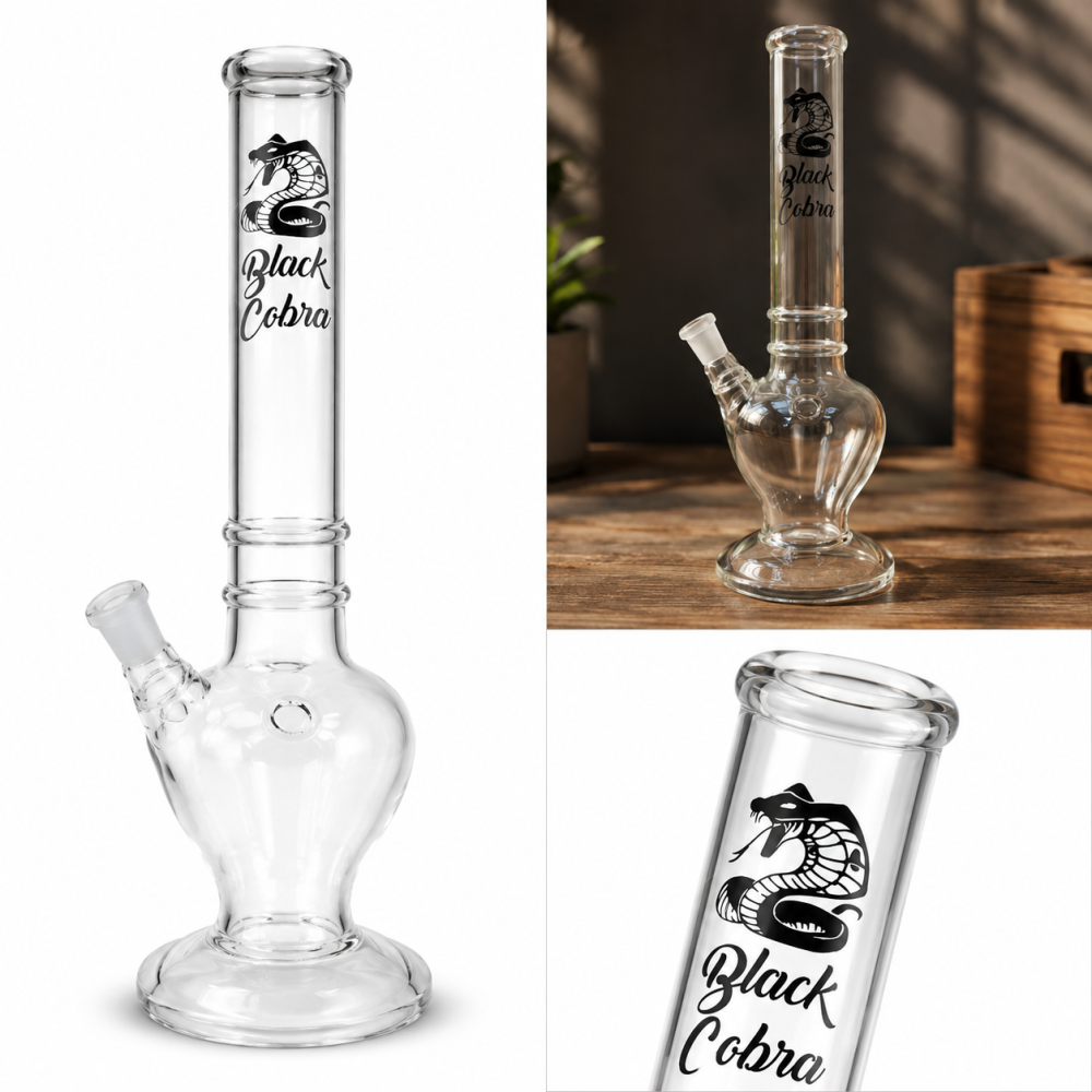 Black Cobra Glass Bong | H 32cm, Ø: 40mm, Schliff: 14.5mm