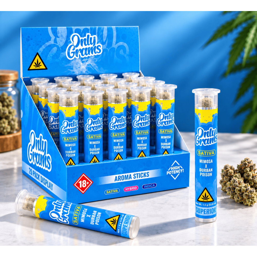 Only Grams Aroma Sticks " Mimosa + Durban Poison " Sativa , 1x1,5g 