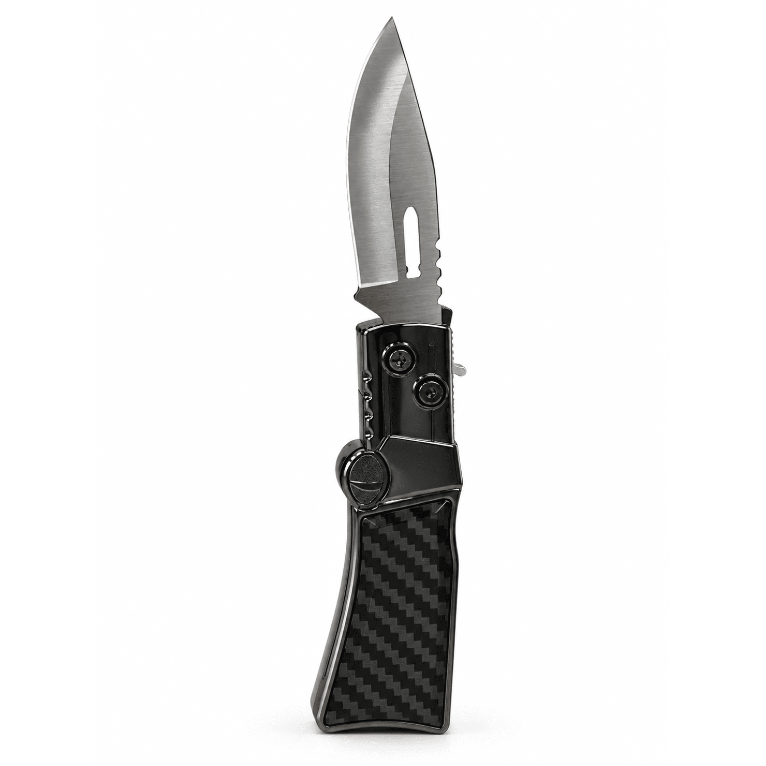 Feuerzeug mit Messer in Vers. Farben Klingenlänge 6 cm, Grifflänge 9 cm, Gesamtlänge: ca.15 cm 