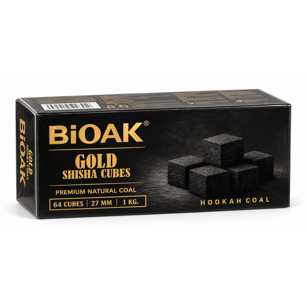 Shisha Kohle" BIOAK GOLD  "1Kg.27x27x27 , 64 Cubes