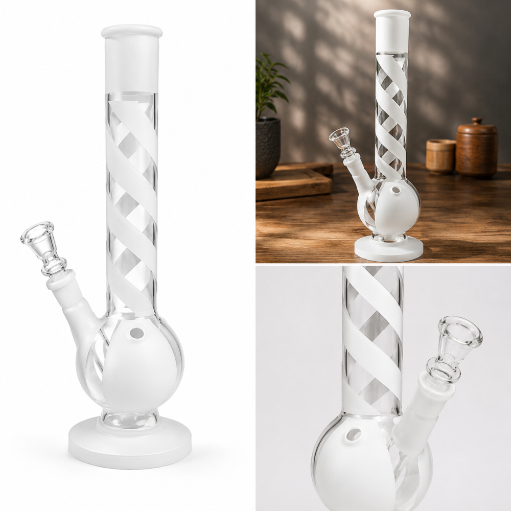 Sand Glass Bong mit Eis | H: 38cm, Ø: 45mm, Schliff: 18,8mm 