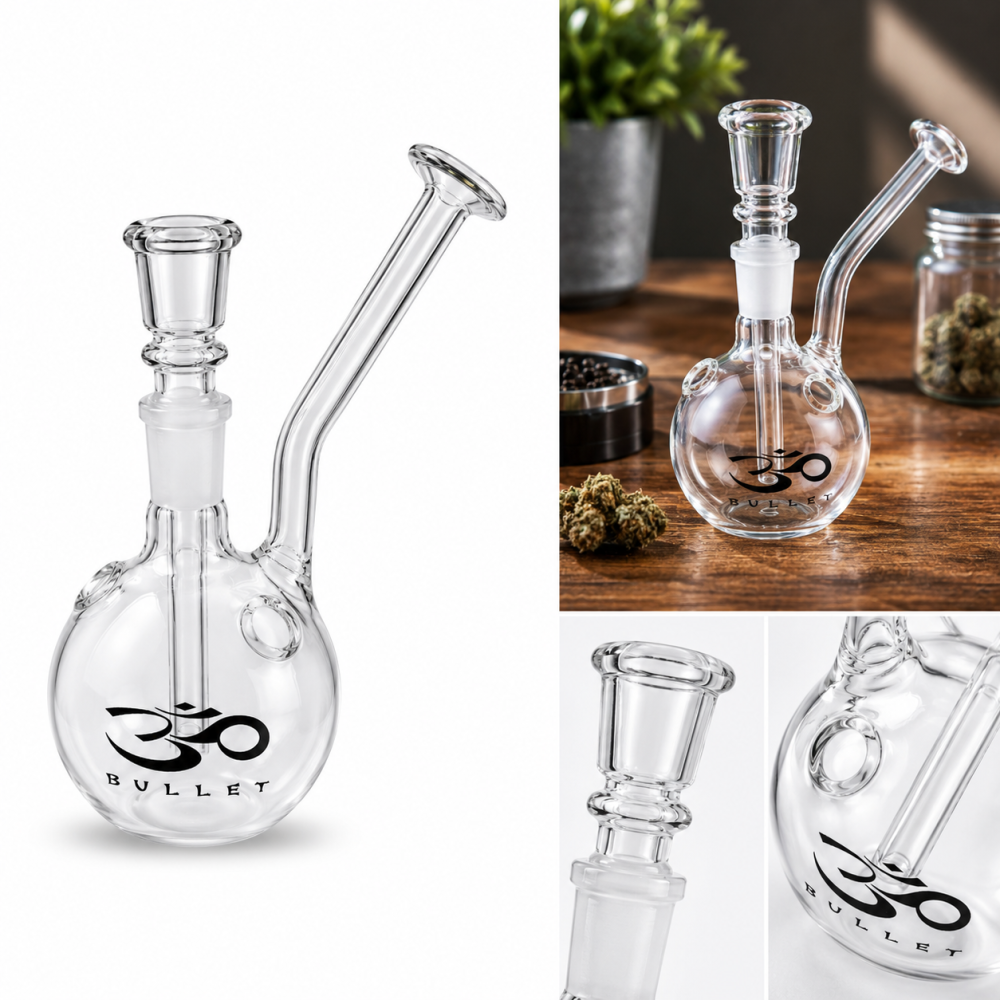 Bullet | OM Mini Glasbong | Pfeife Seitlicher Mund | H: 14cm Ø: 14.5mm 