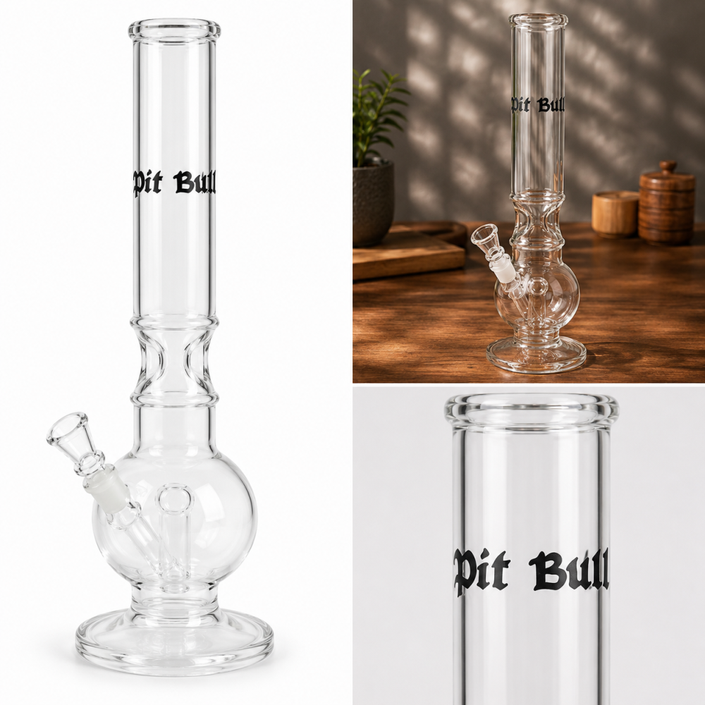 Bullet Glasbong | Zylindrische Form mit Eis | H: 43cm Ø: 50mm Sockel: 18,8m