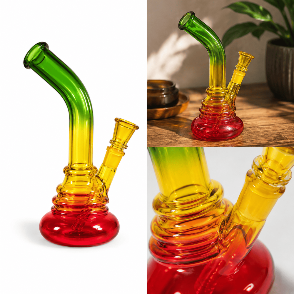 Bullet Glasbong | Reggae Farbe | H: 22cm Schliff: 14,5 mm Ø: 28 mm 