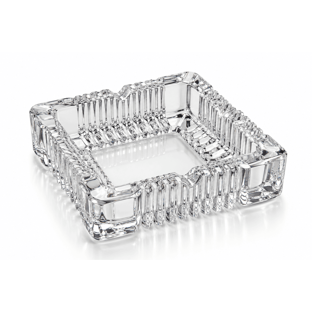 Glas Ashtray 4Eck.mit  Feinmuster 120x35mm