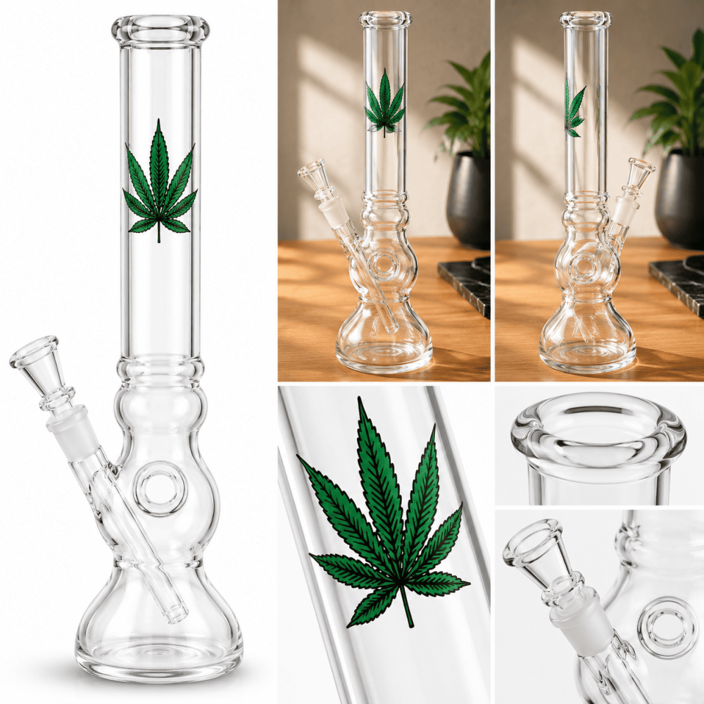 Glasbong mit Eis | Höhe: 32 cm, Ø: 40 mm, Schliff: 18,8mm