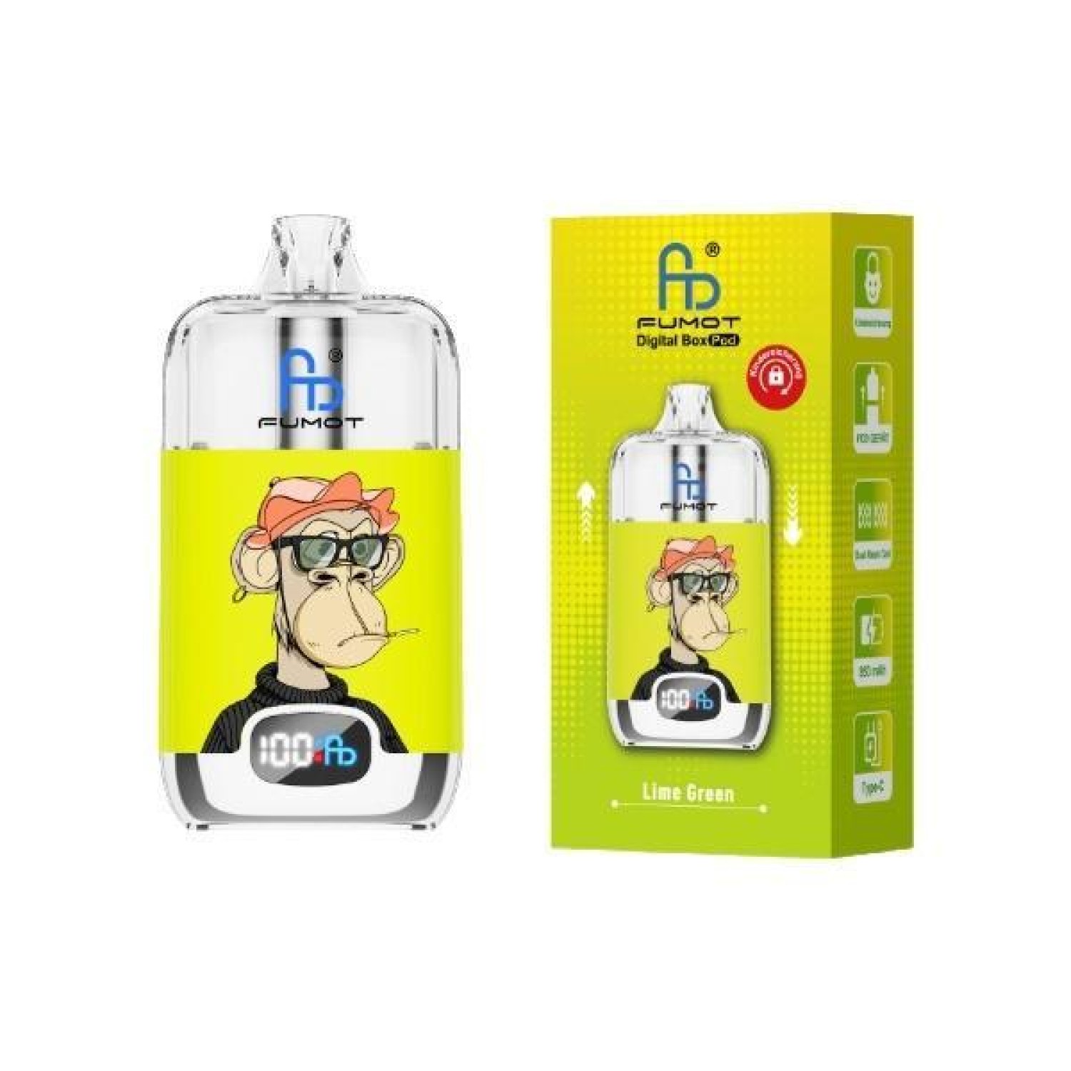 Fumot Digital Box Pod Mesh Coil „Lime Green“ – 850-mAh-Akku