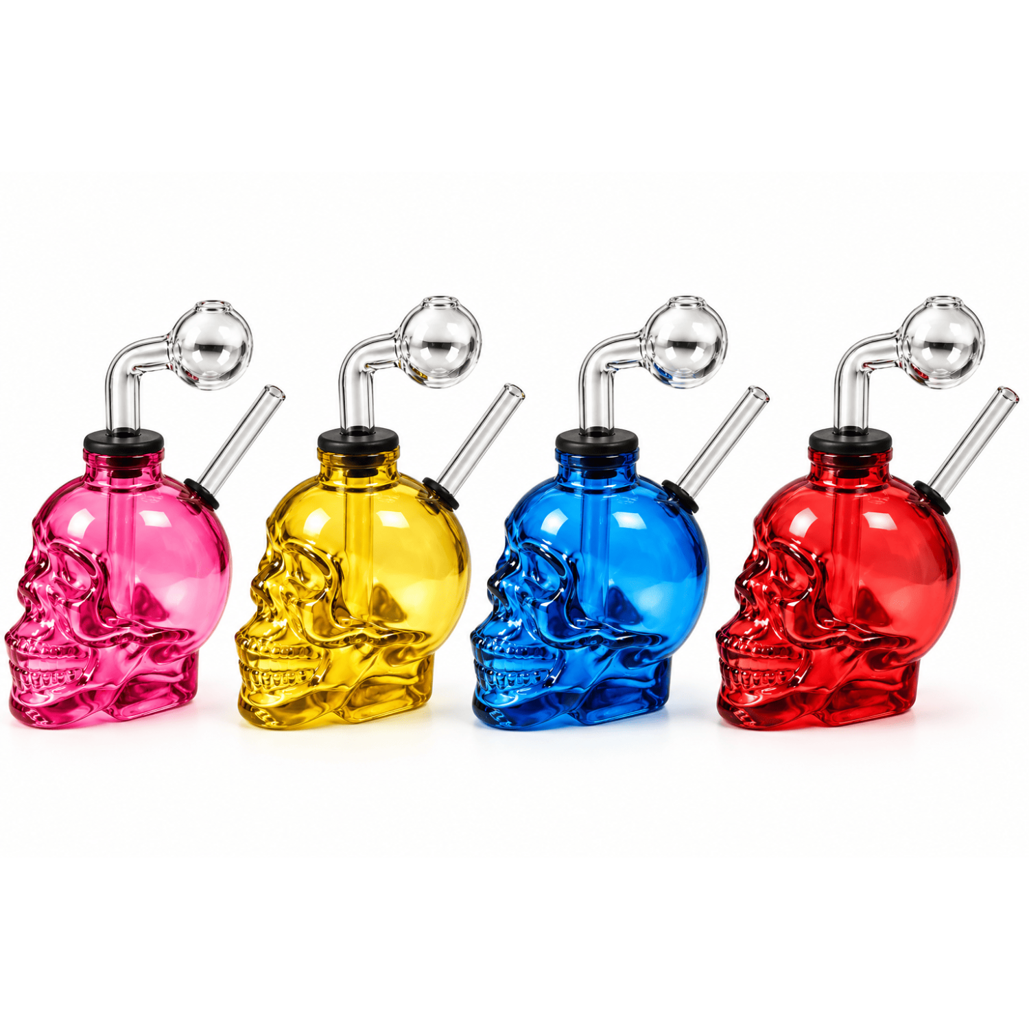 OIL Bong mit Totenkop 15cm. vers.Farbe  VE-5