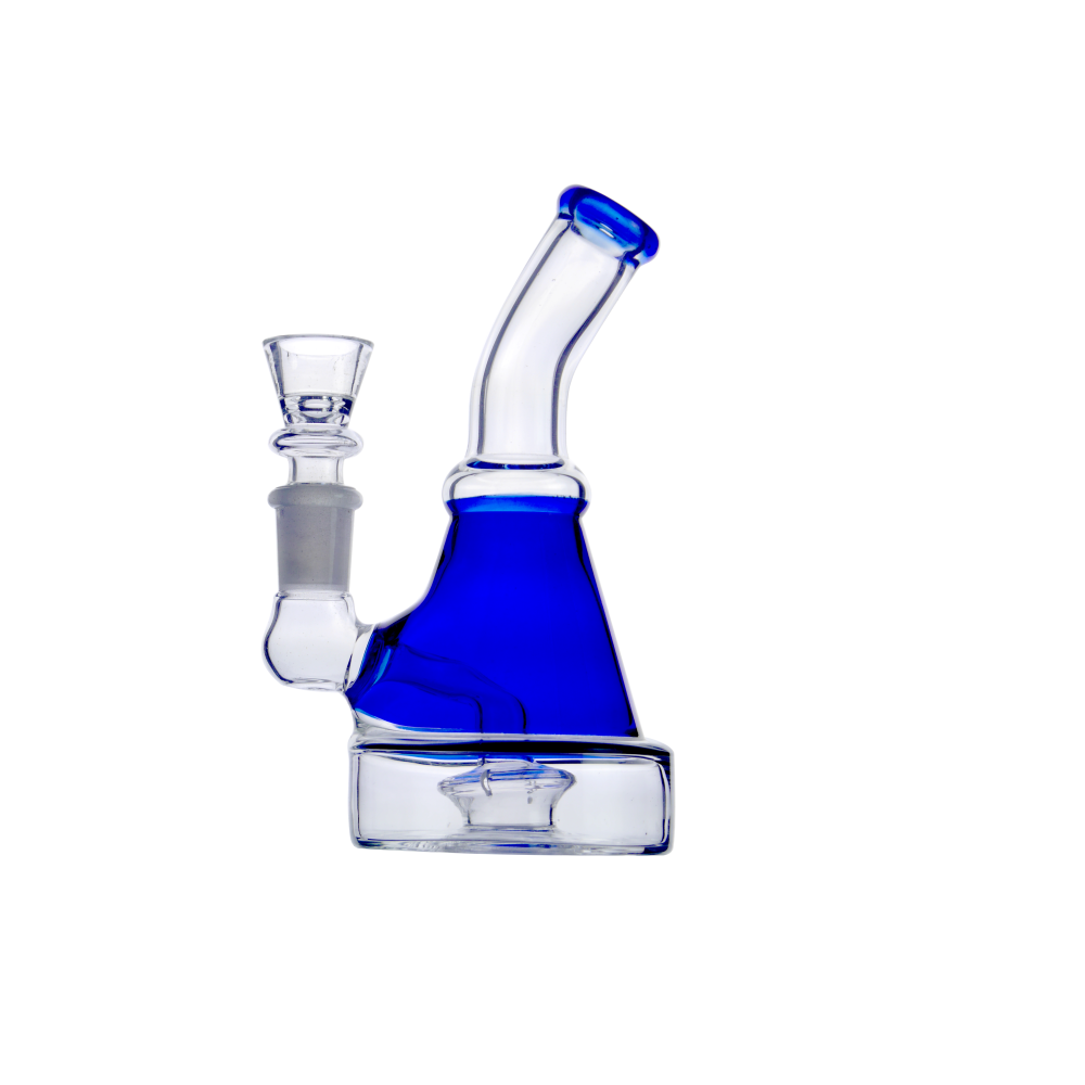  Heavy Glass  Bong 16cm.mit Defuser   mund und Bauch  in Blau Farbe.14,5 mm.